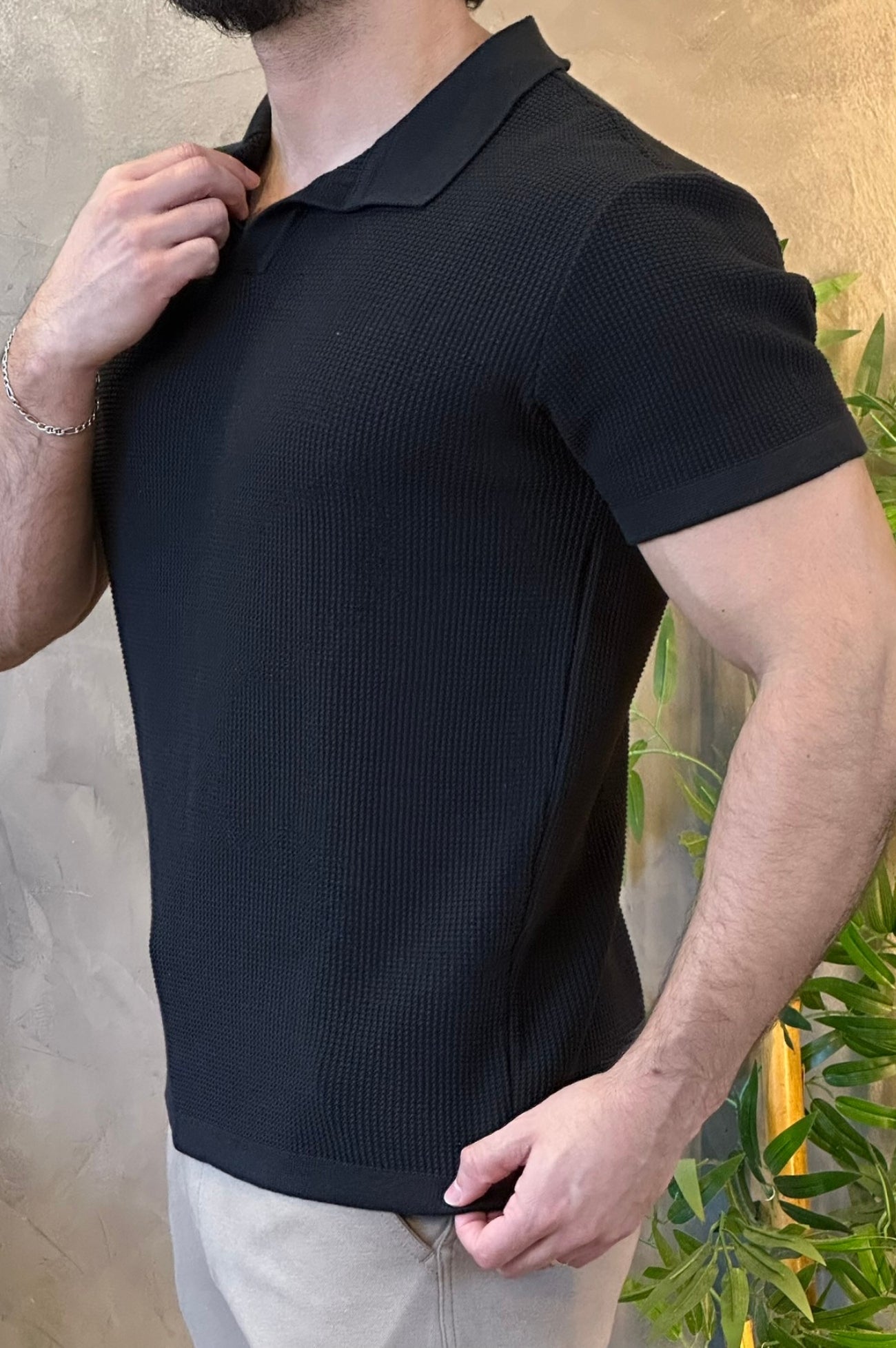 Polo Tricot Texturizada Ankor Preta
