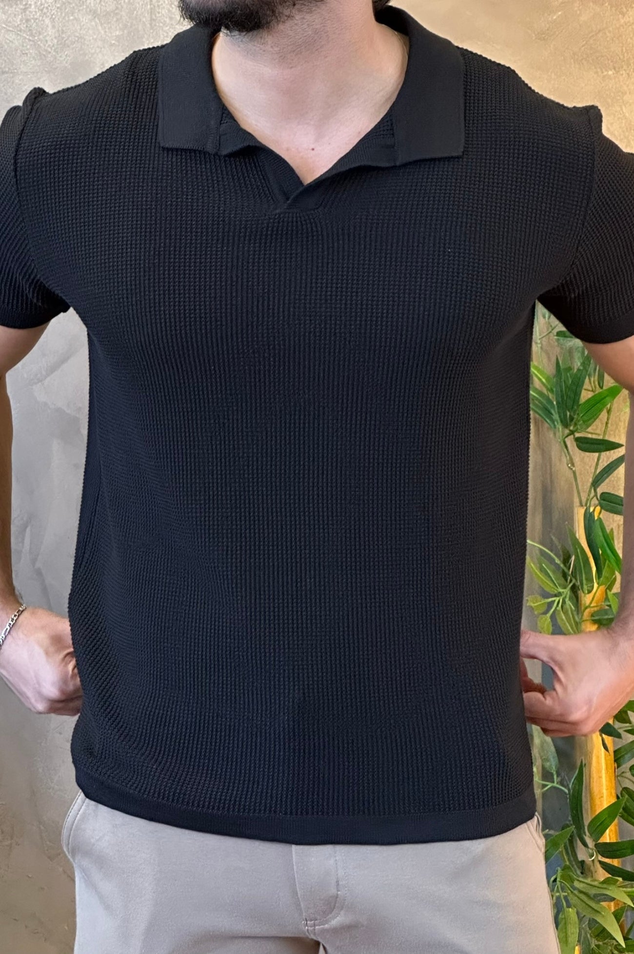 Polo Tricot Texturizada Ankor Preta