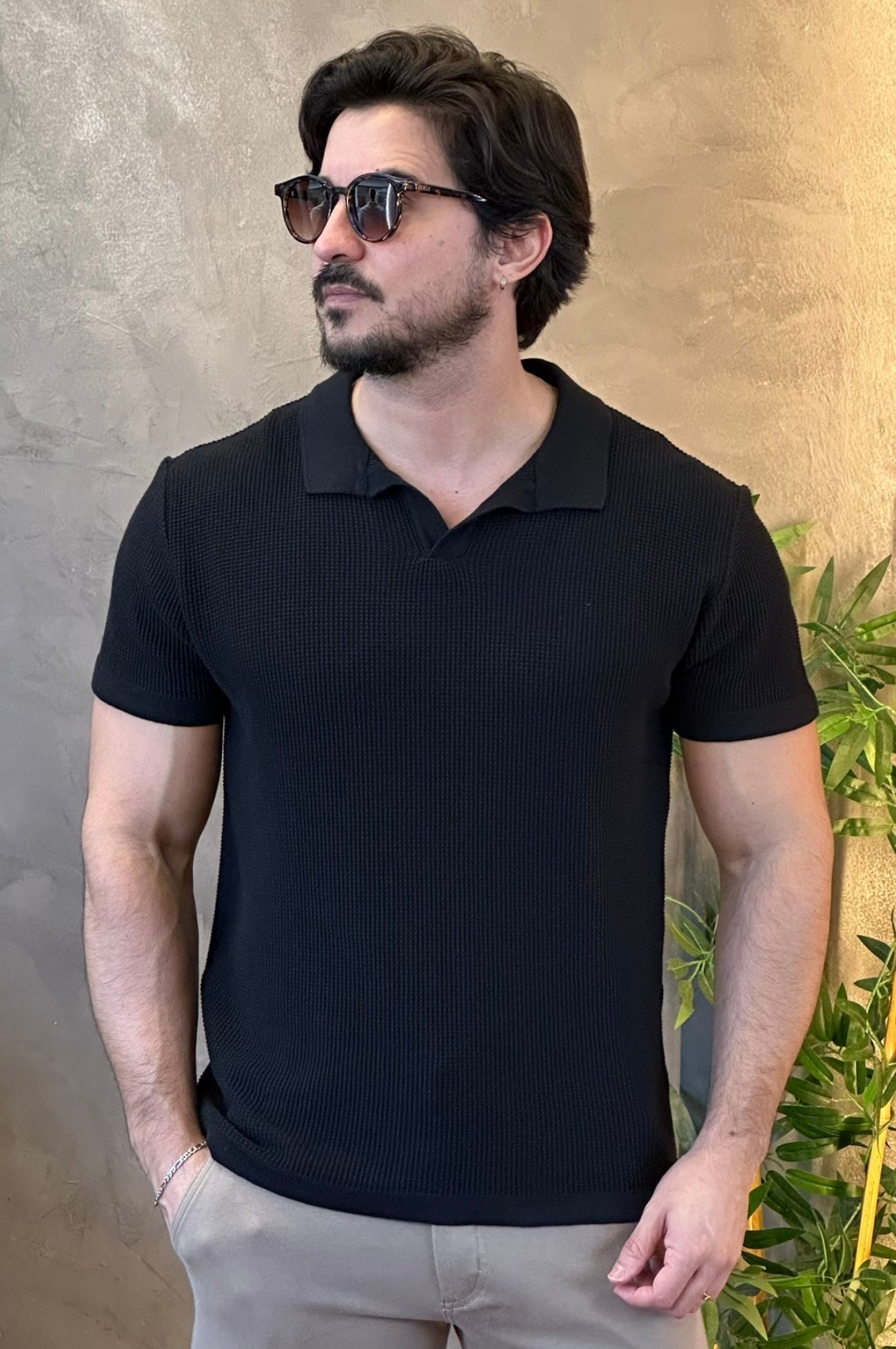Polo Tricot Texturizada Ankor Preta