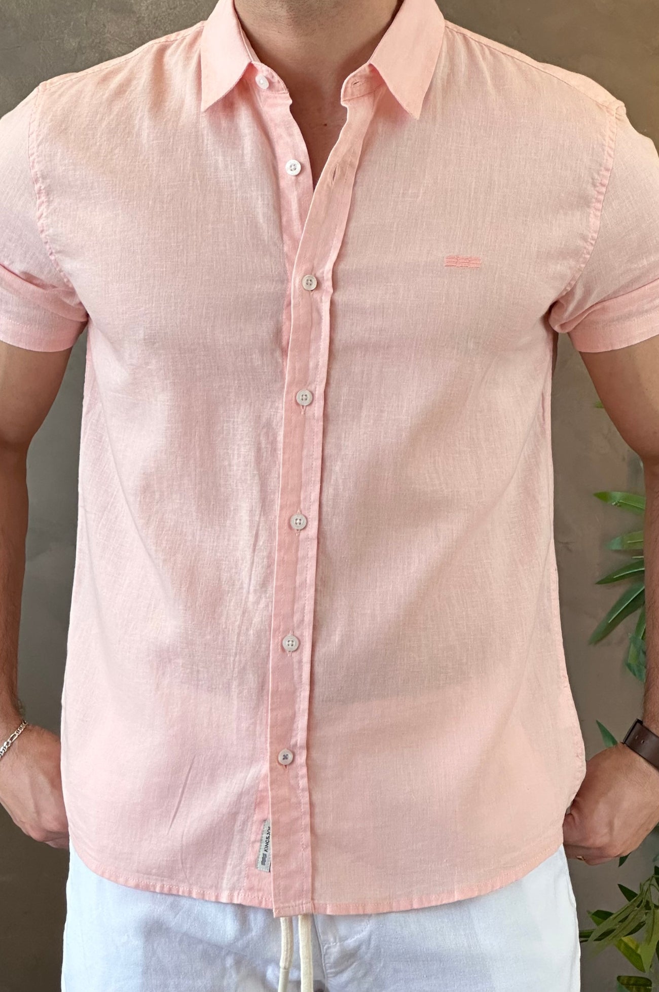Camisa Manga Curta Linho Rosa King&Joe