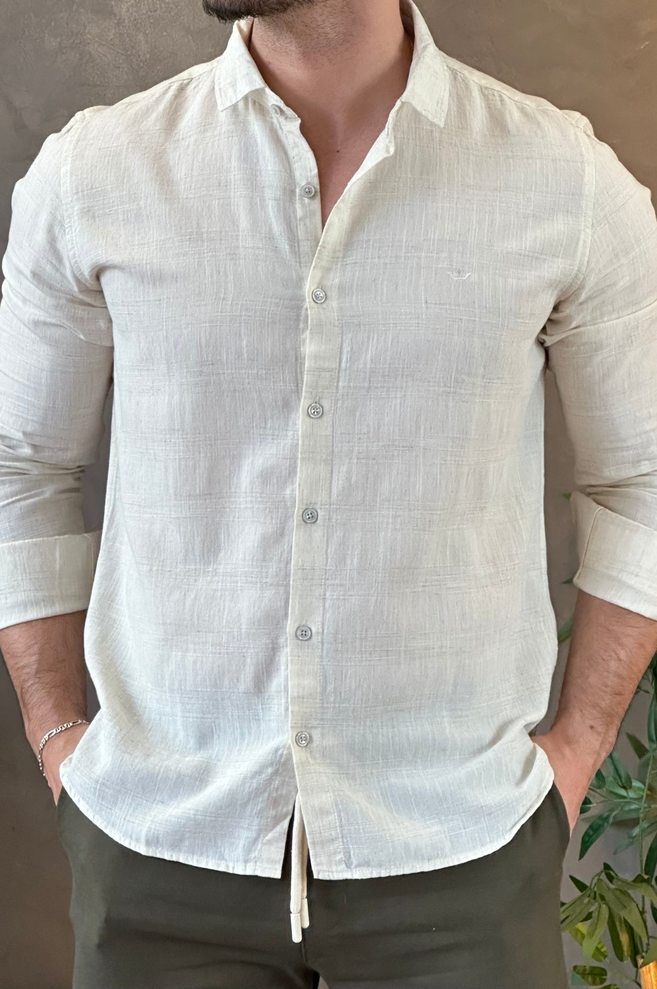 Camisa Linho Bege Docthos