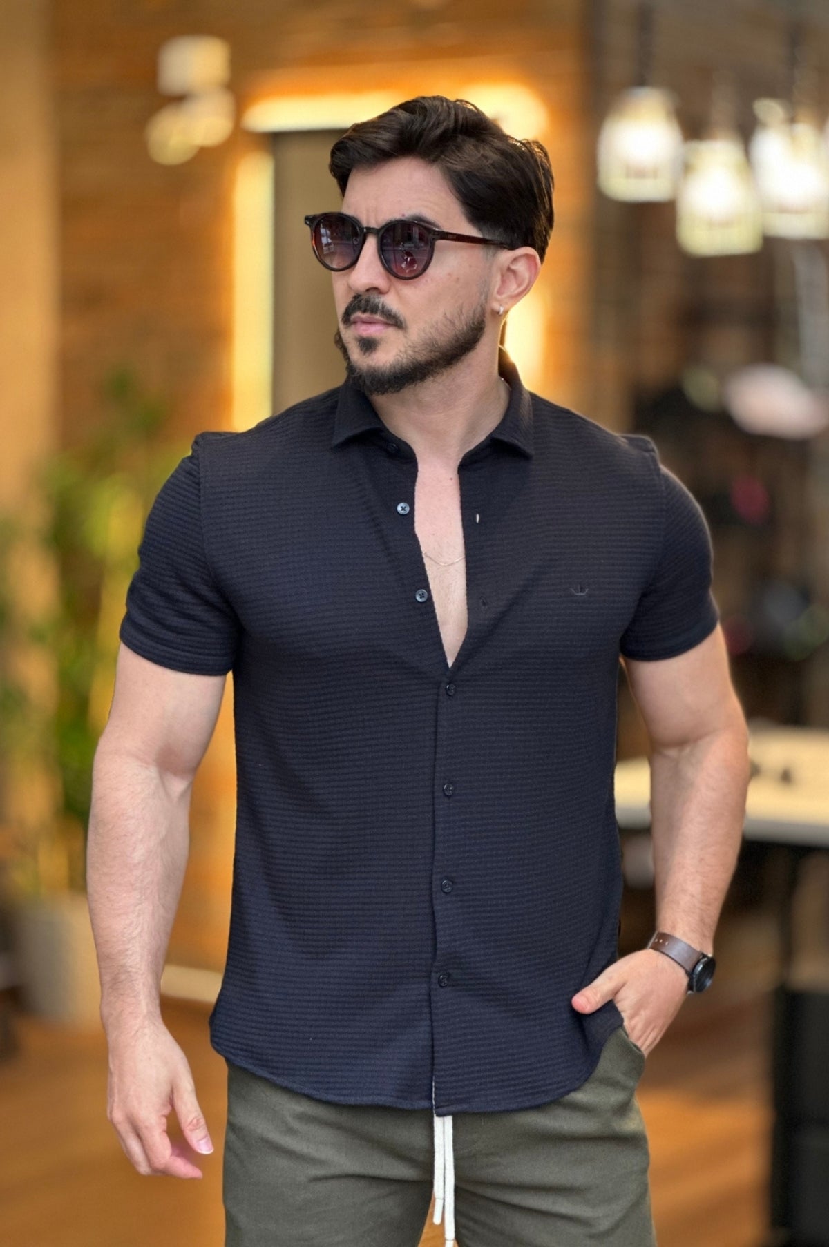 Camisa Texturizada Preta Docthos