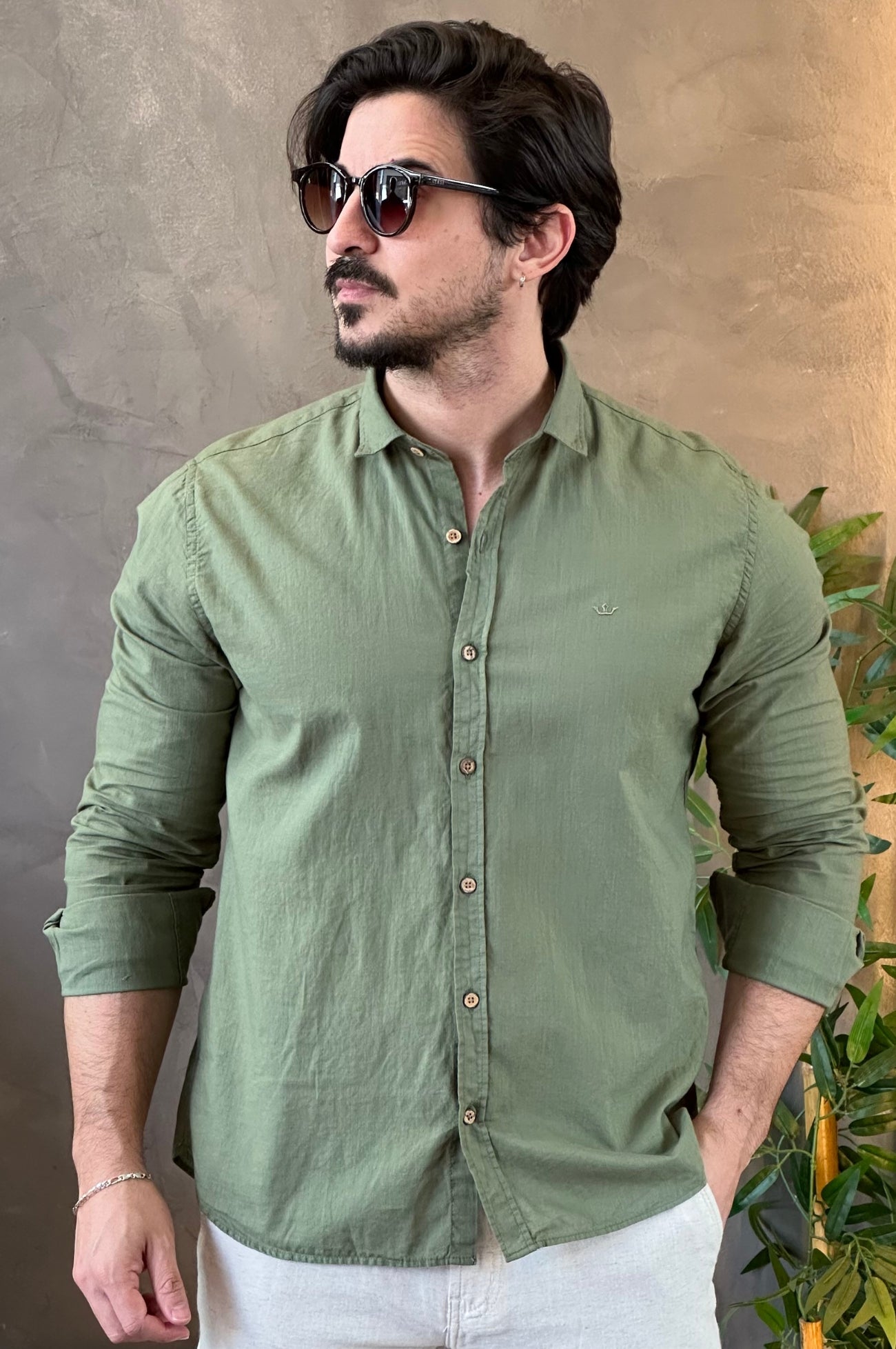 Camisa Linho Docthos Verde