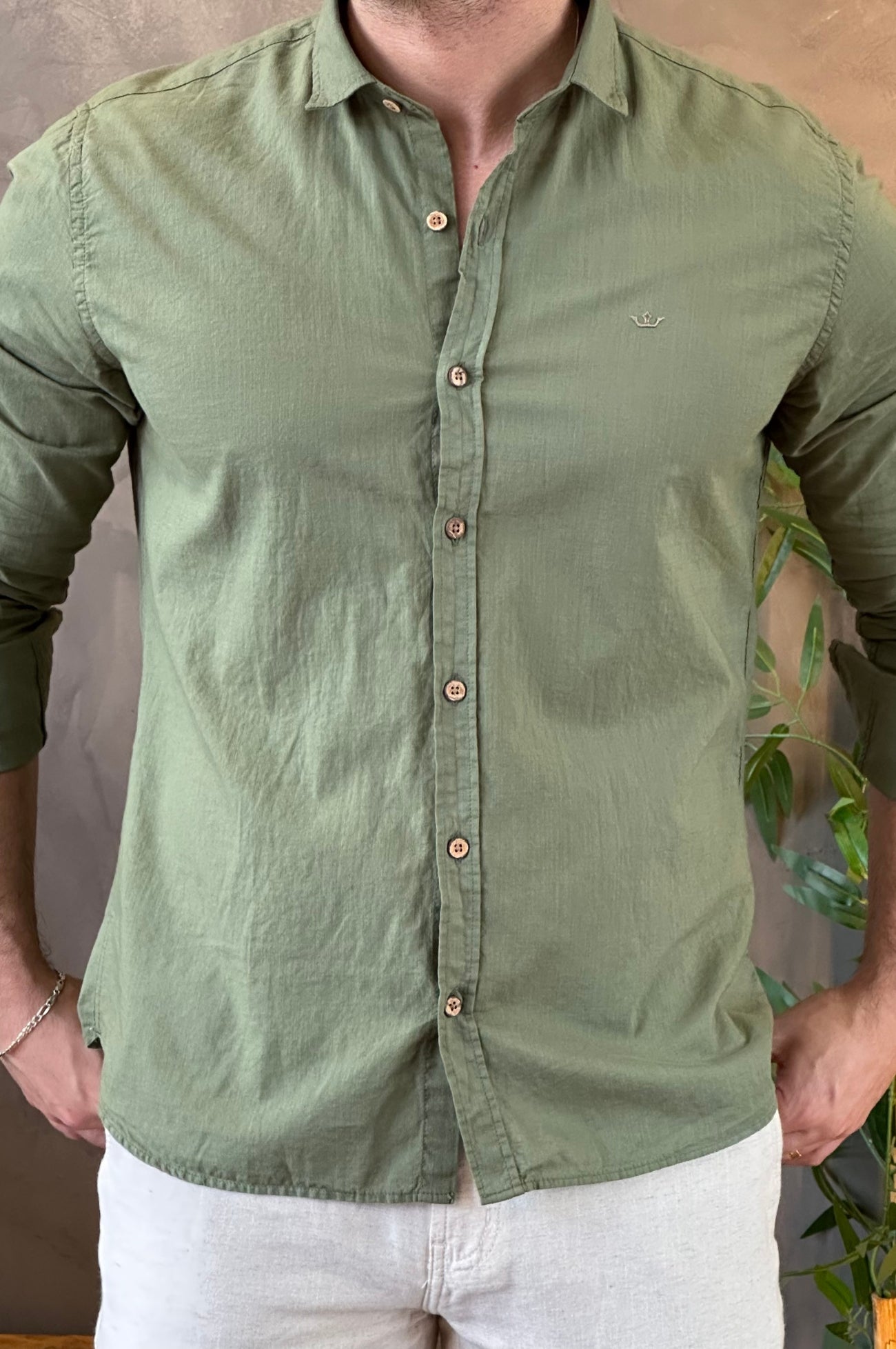 Camisa Linho Docthos Verde