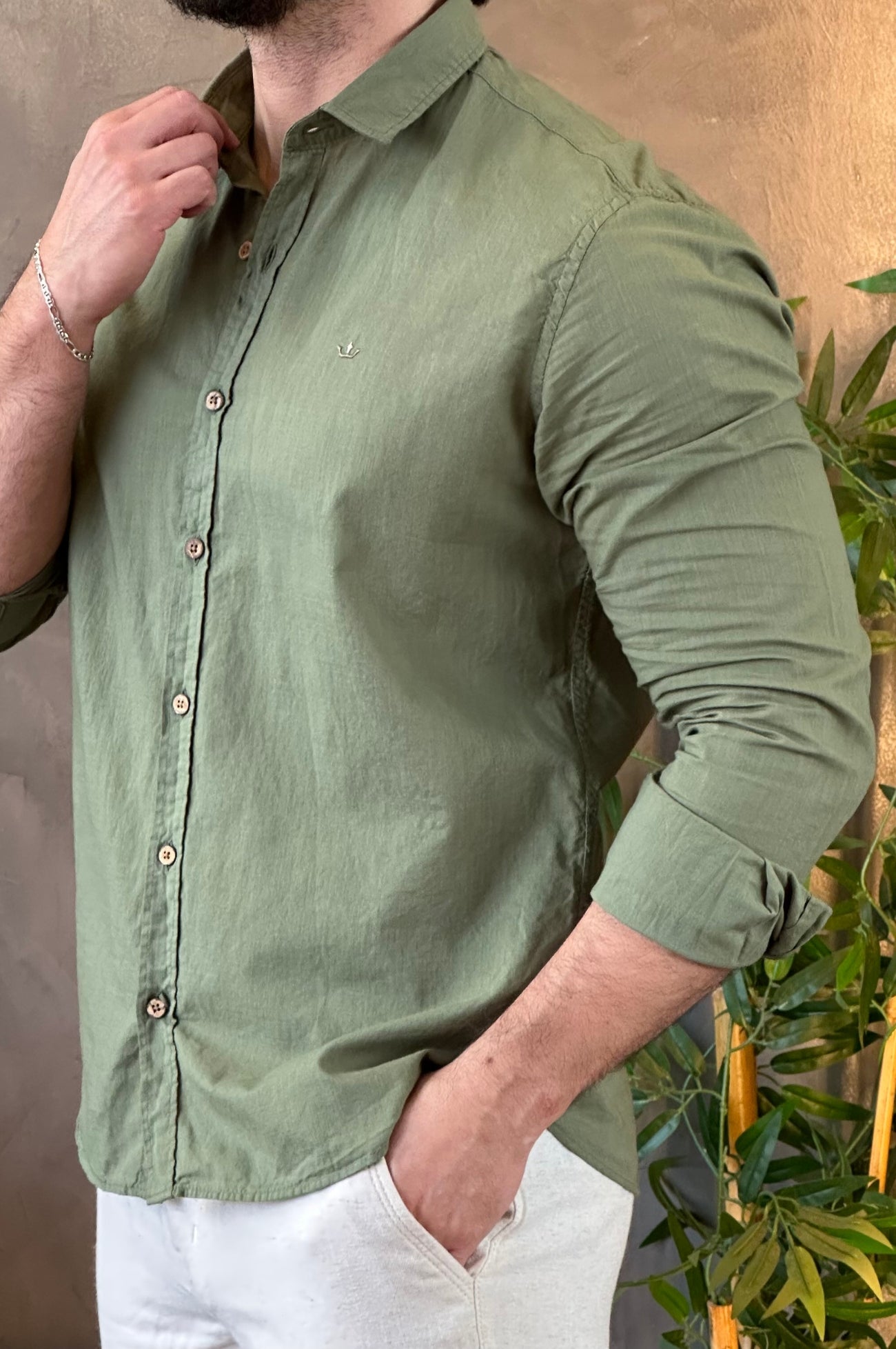 Camisa Linho Docthos Verde