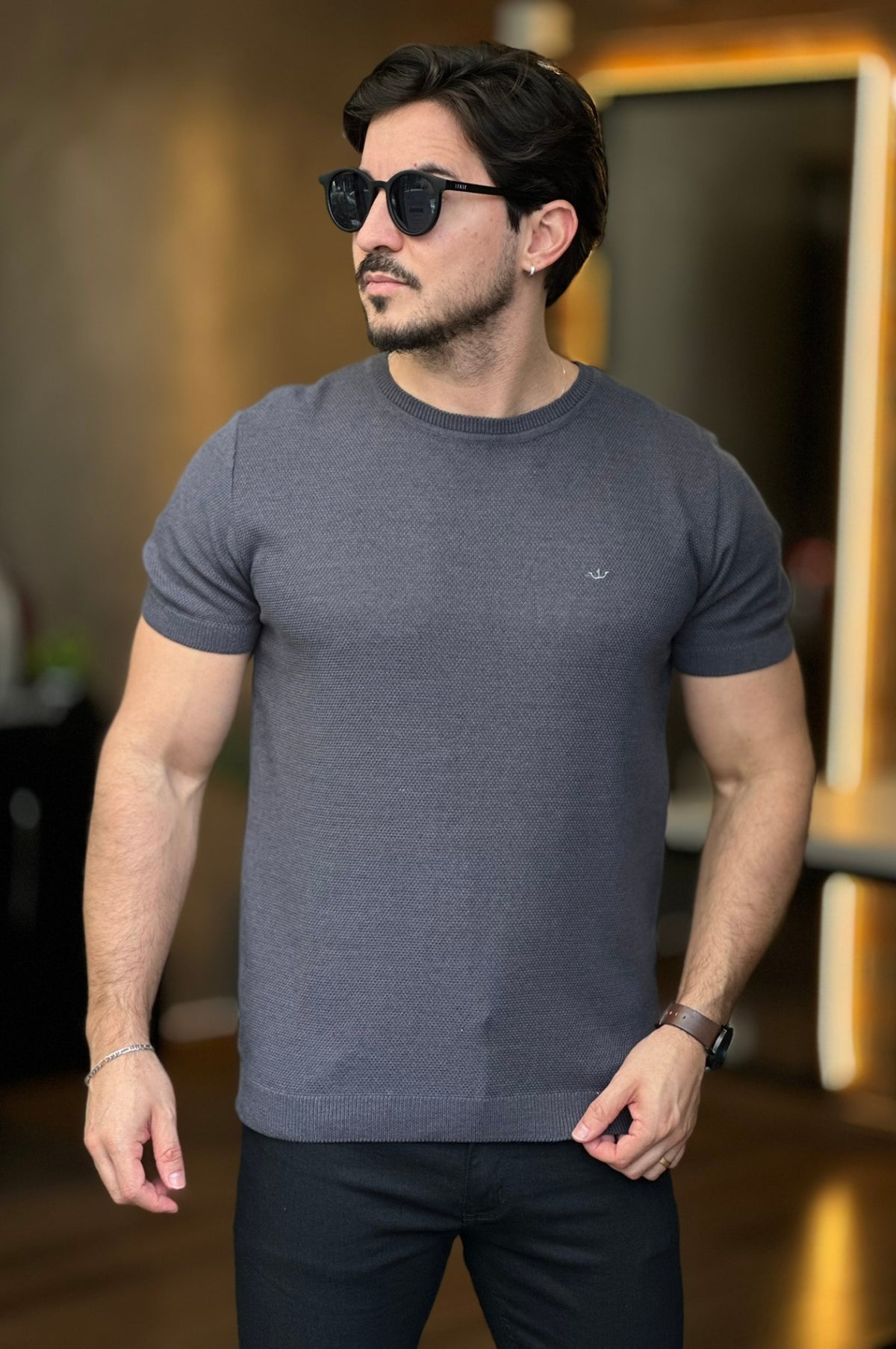 Camiseta Tricot Cinza Docthos