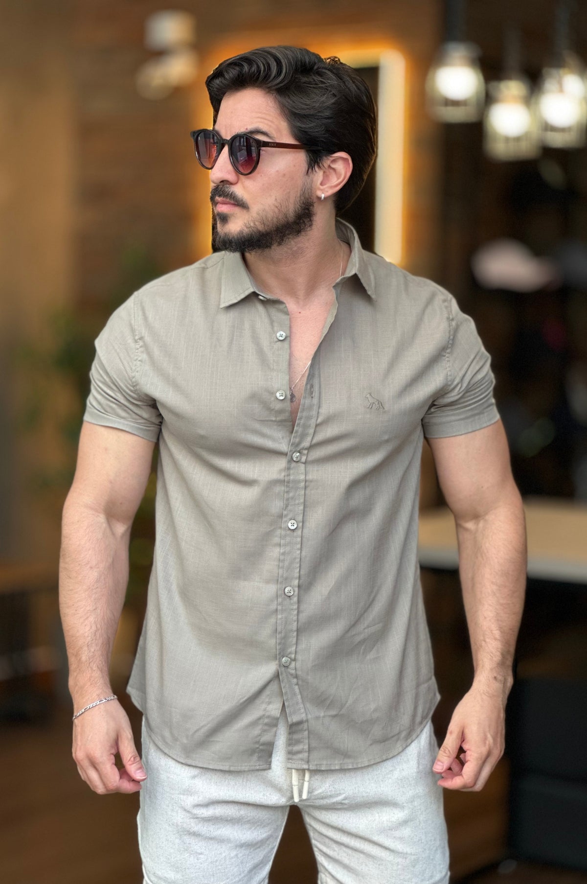 Camisa Manga Curta Flame Verde Acostamento