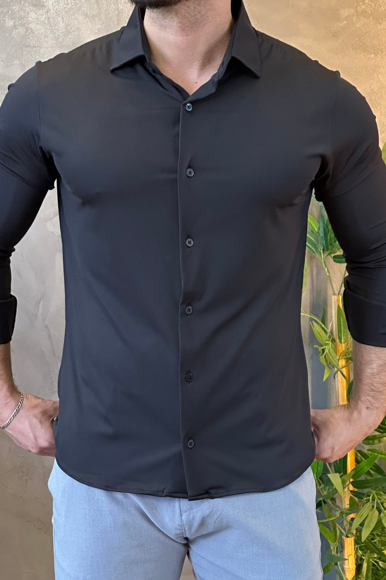 Camisa Social Preta Tecnológica Sibra