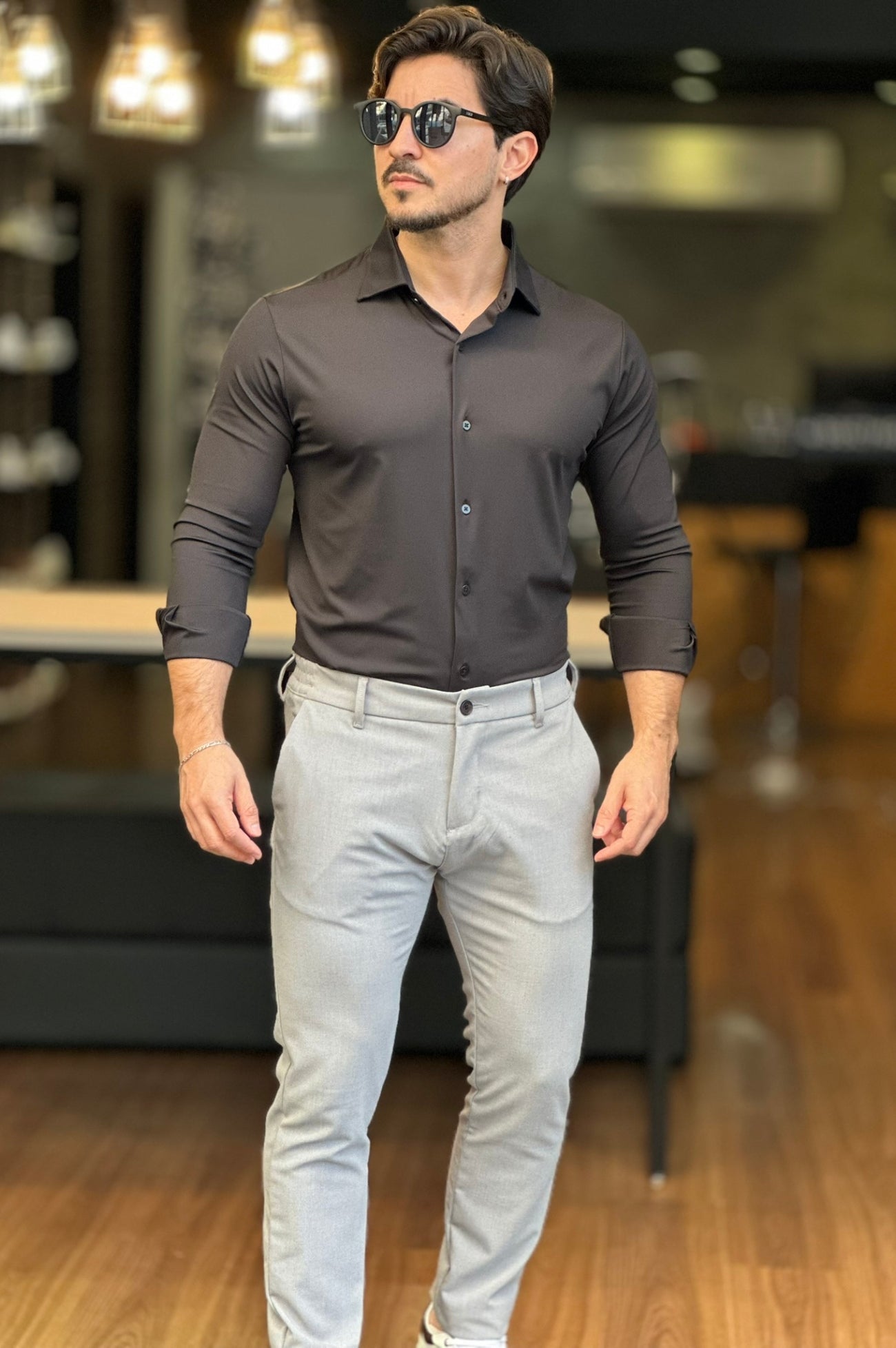 Camisa Social Preta Tecnológica Sibra