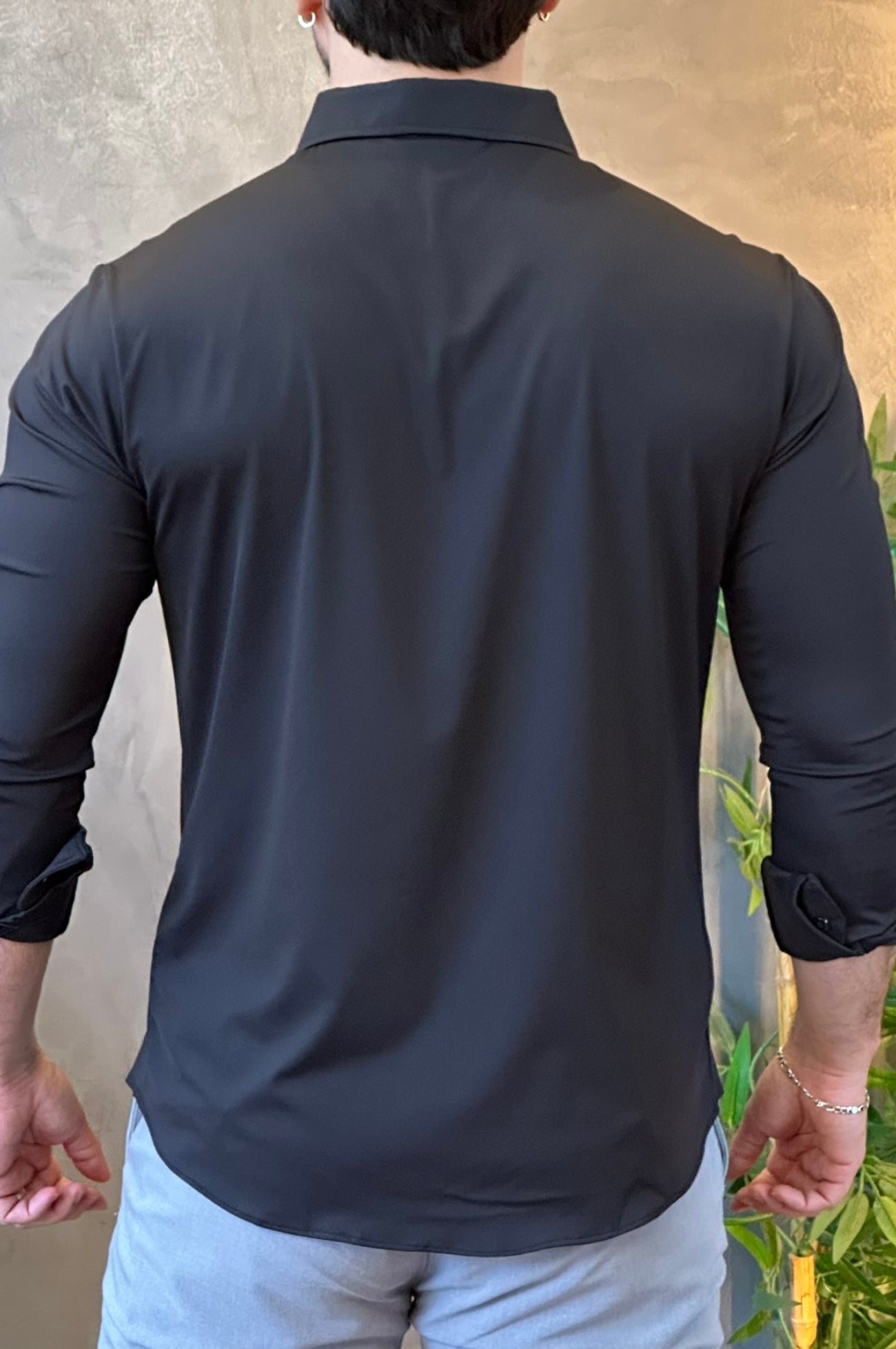 Camisa Social Preta Tecnológica Sibra