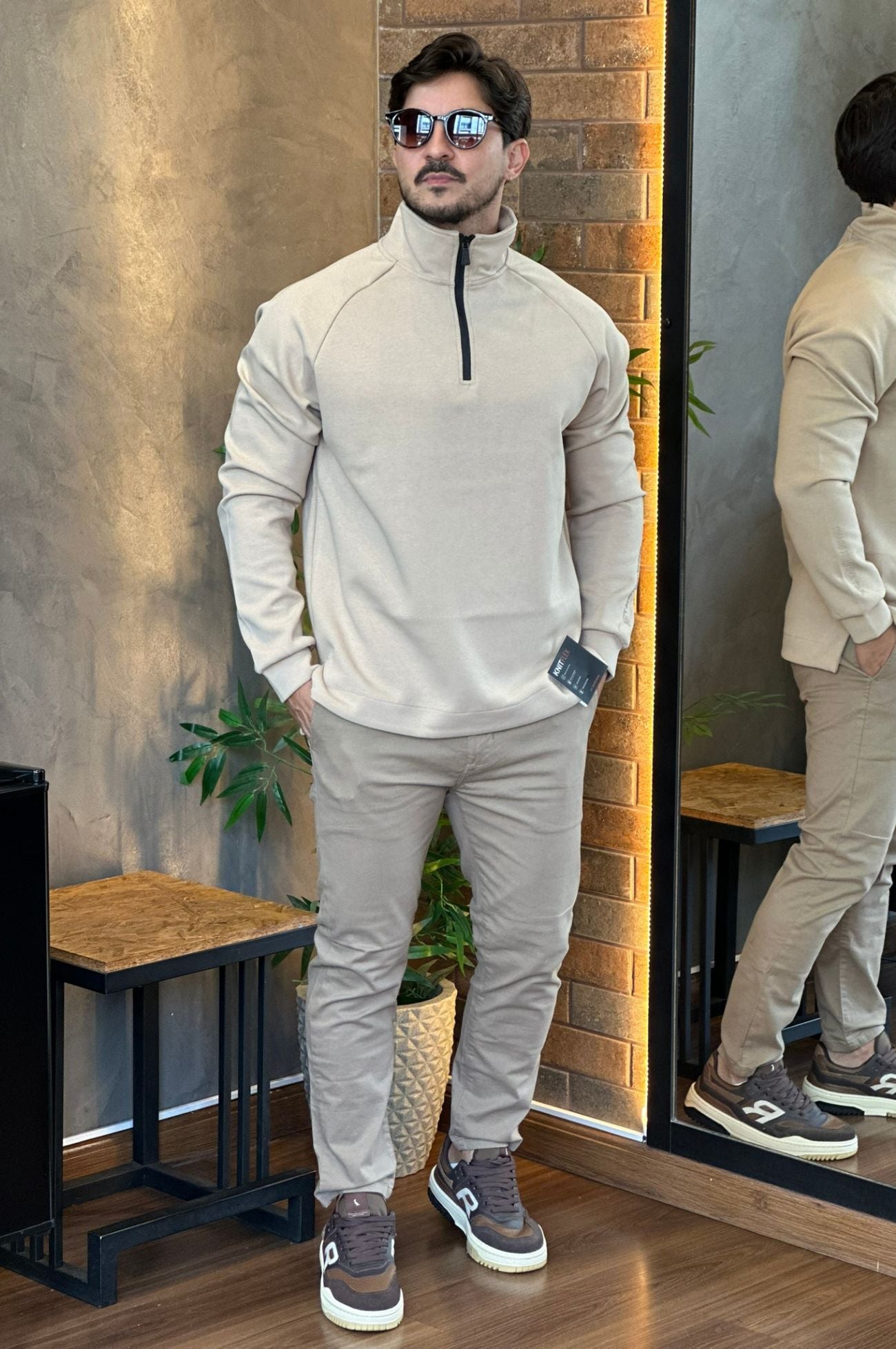 Gola Alta Zíper Bege Jab