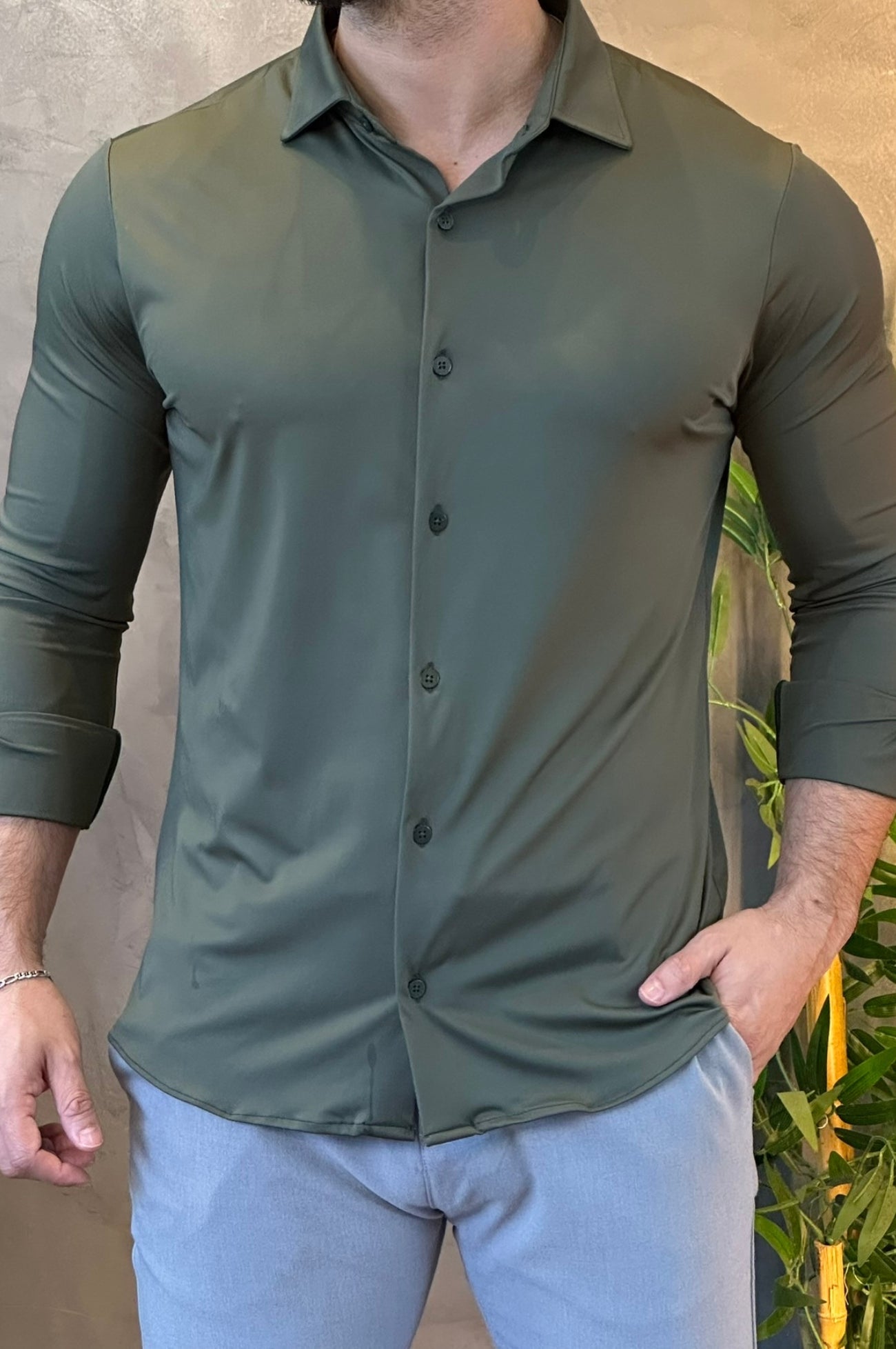 Camisa Social Verde Tecnológica Sibra