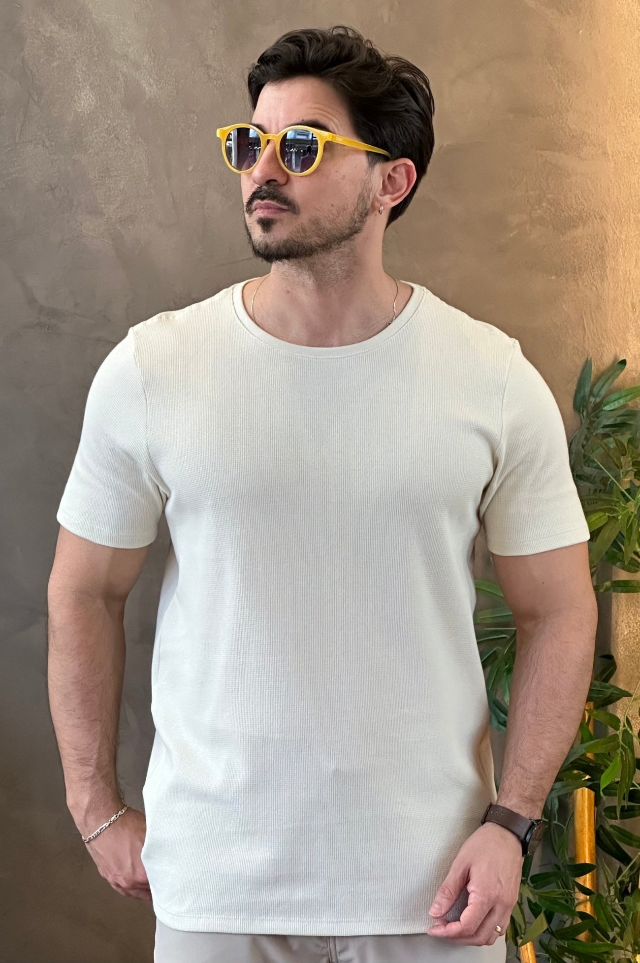 Camiseta Texturizada Bege DLZ