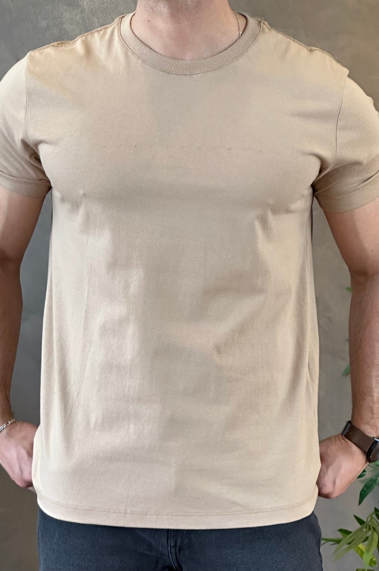 Camiseta Bege minimalista Acostamento