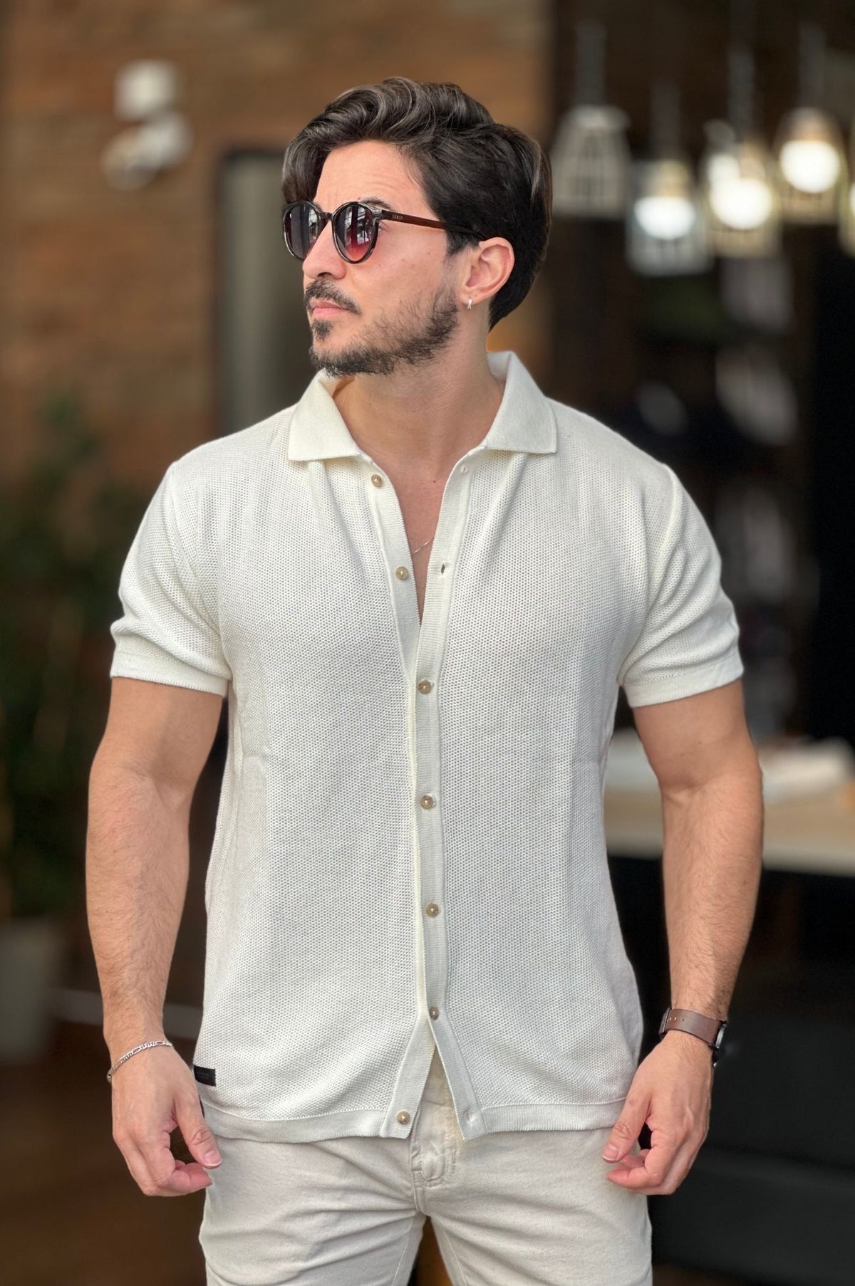 Camisa Texturizada Bege King&Joe