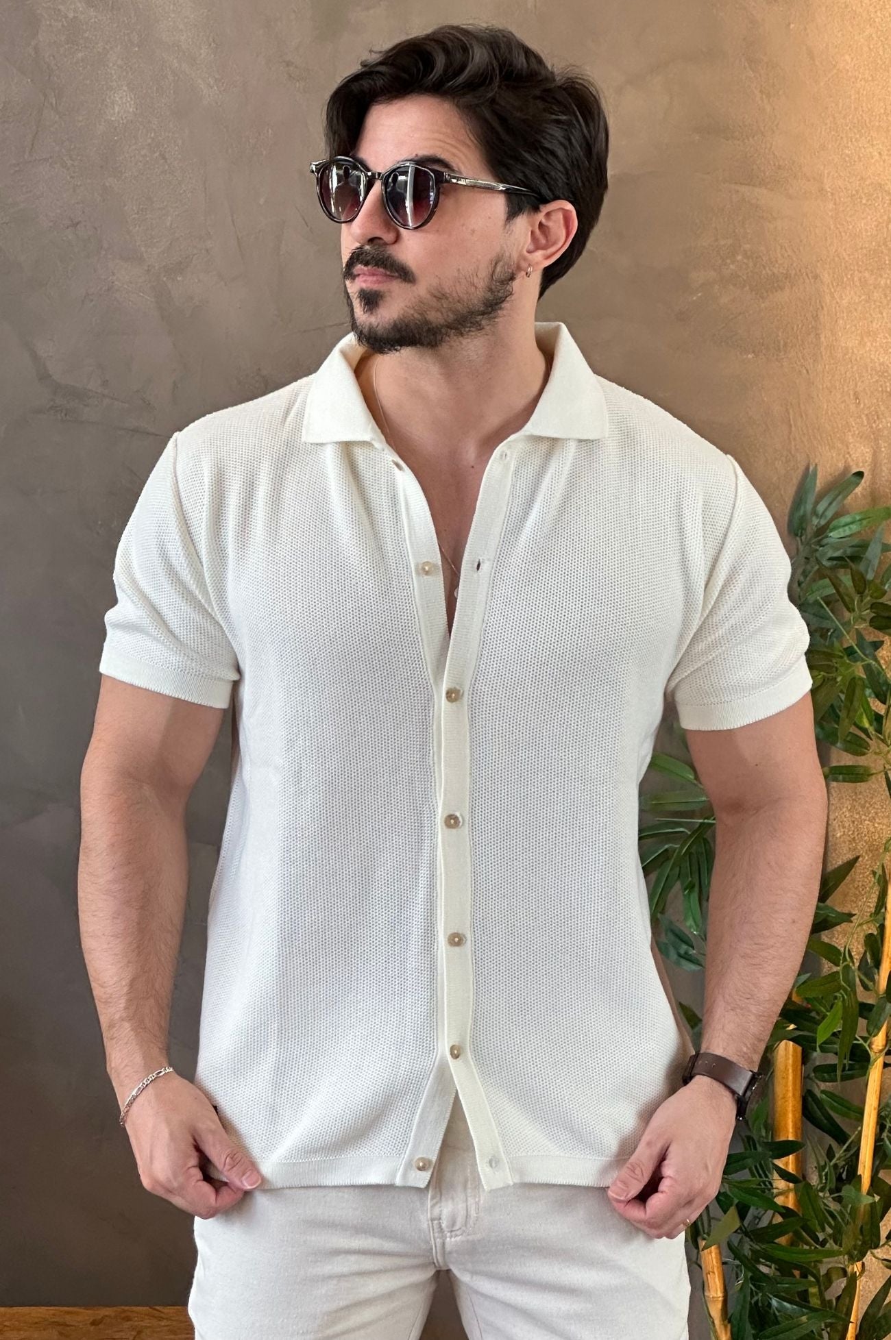 Camisa Texturizada Bege King&Joe