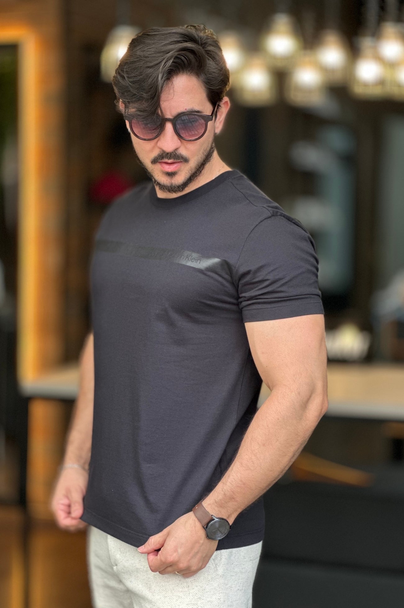 Camiseta Detalhe Gel Preto Calvin Klein