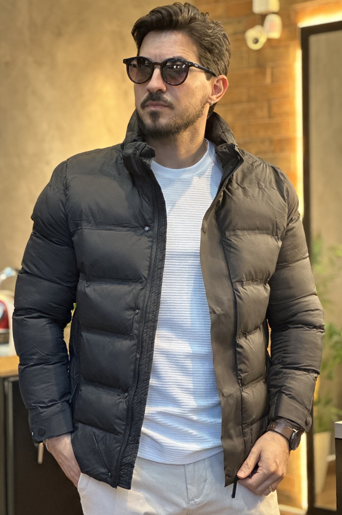 Jaqueta Puffer com Capuz Removível