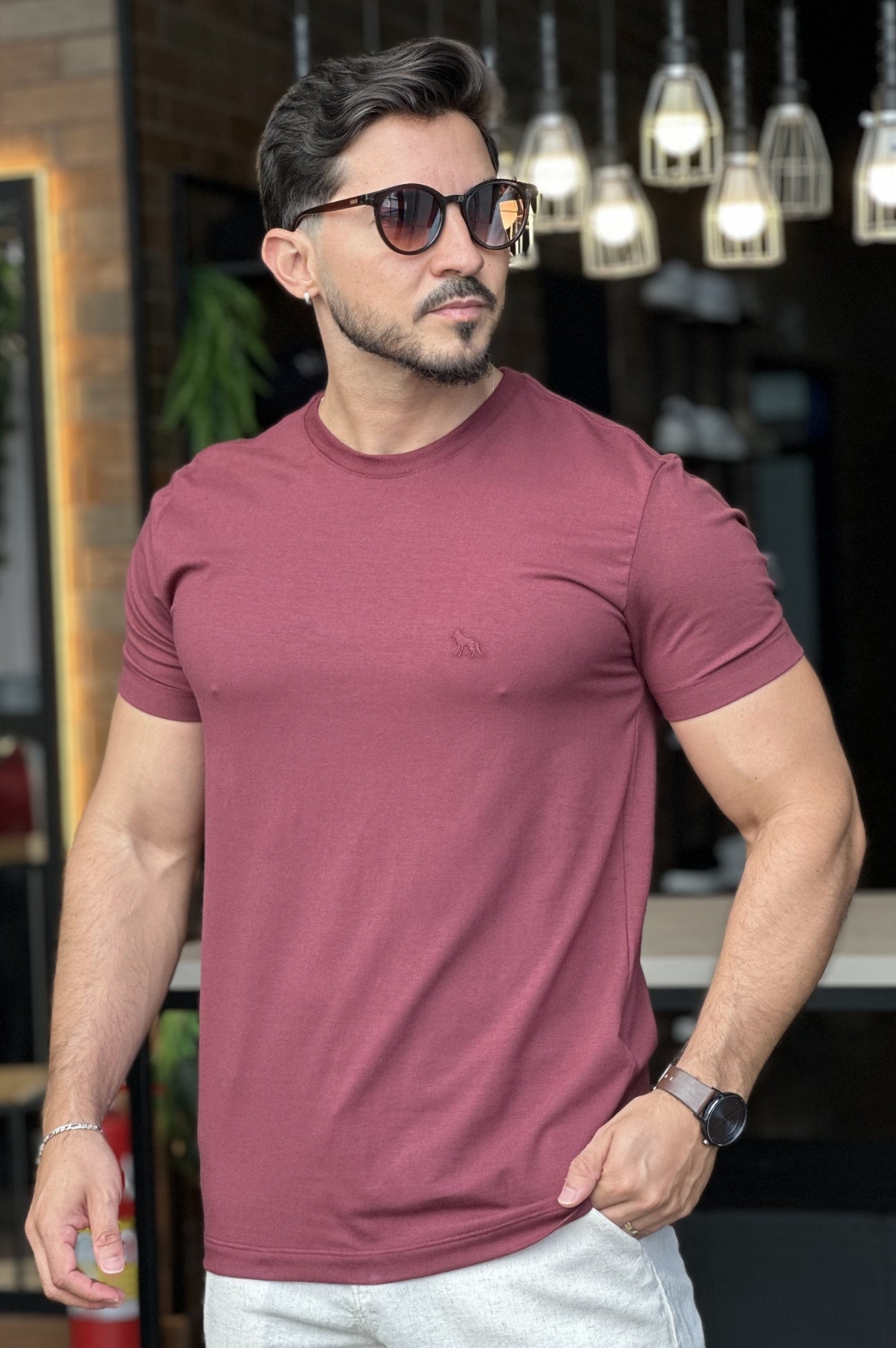 Camiseta Vinho com Elastano Acostamento