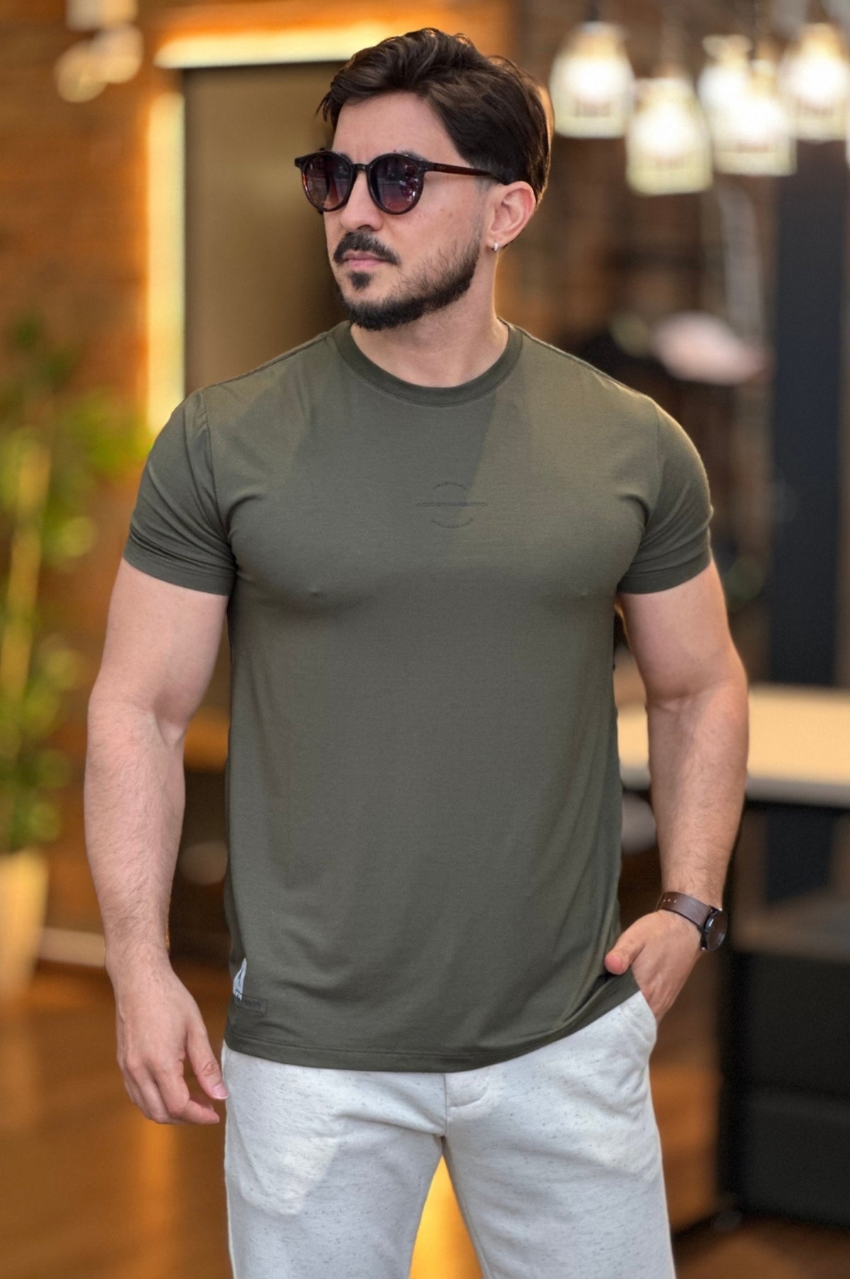Camiseta Verde Malha Modal Acostamento
