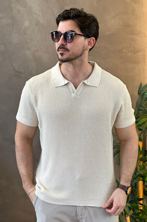 Polo Texturizada Bege Ankor
