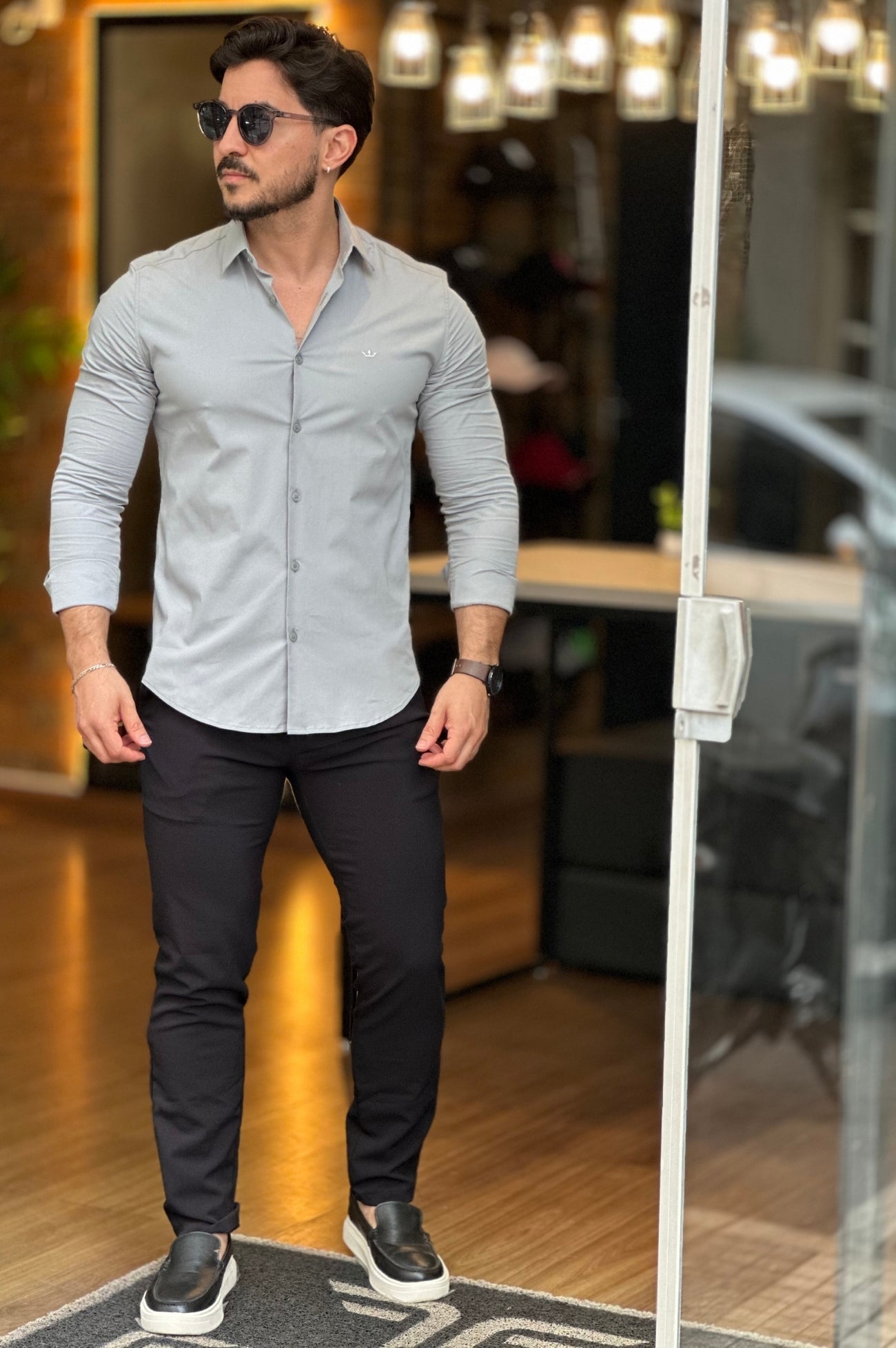 Camisa Cinza Claro Manga Longa Docthos