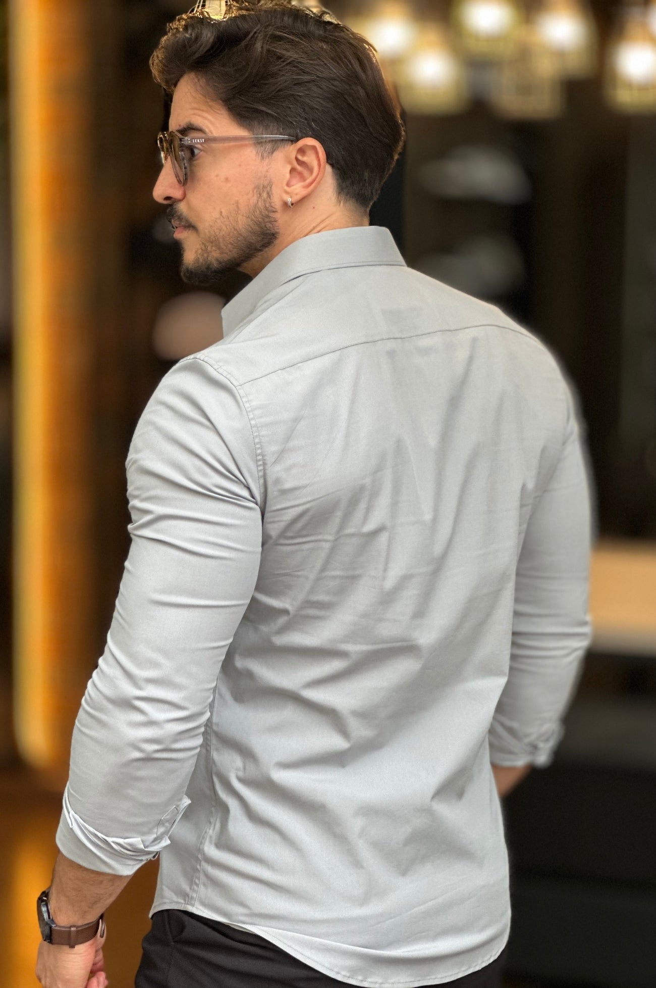 Camisa Cinza Claro Manga Longa Docthos