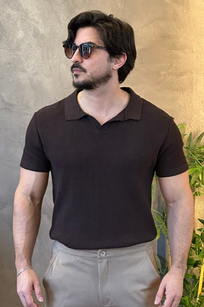 Polo Tricot Texturizada Ankor Marrom