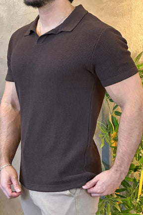 Polo Tricot Texturizada Ankor Marrom