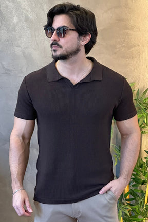 Polo Tricot Texturizada Ankor Marrom