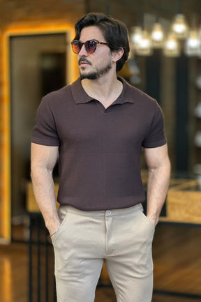 Polo Tricot Texturizada Ankor Marrom