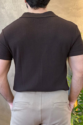 Polo Tricot Texturizada Ankor Marrom