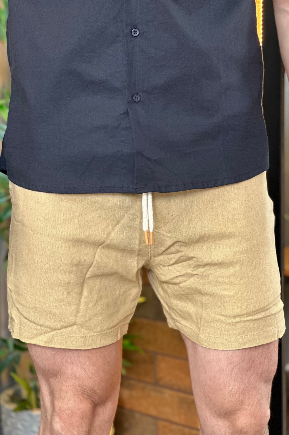 Short Linho Ocre King&Joe