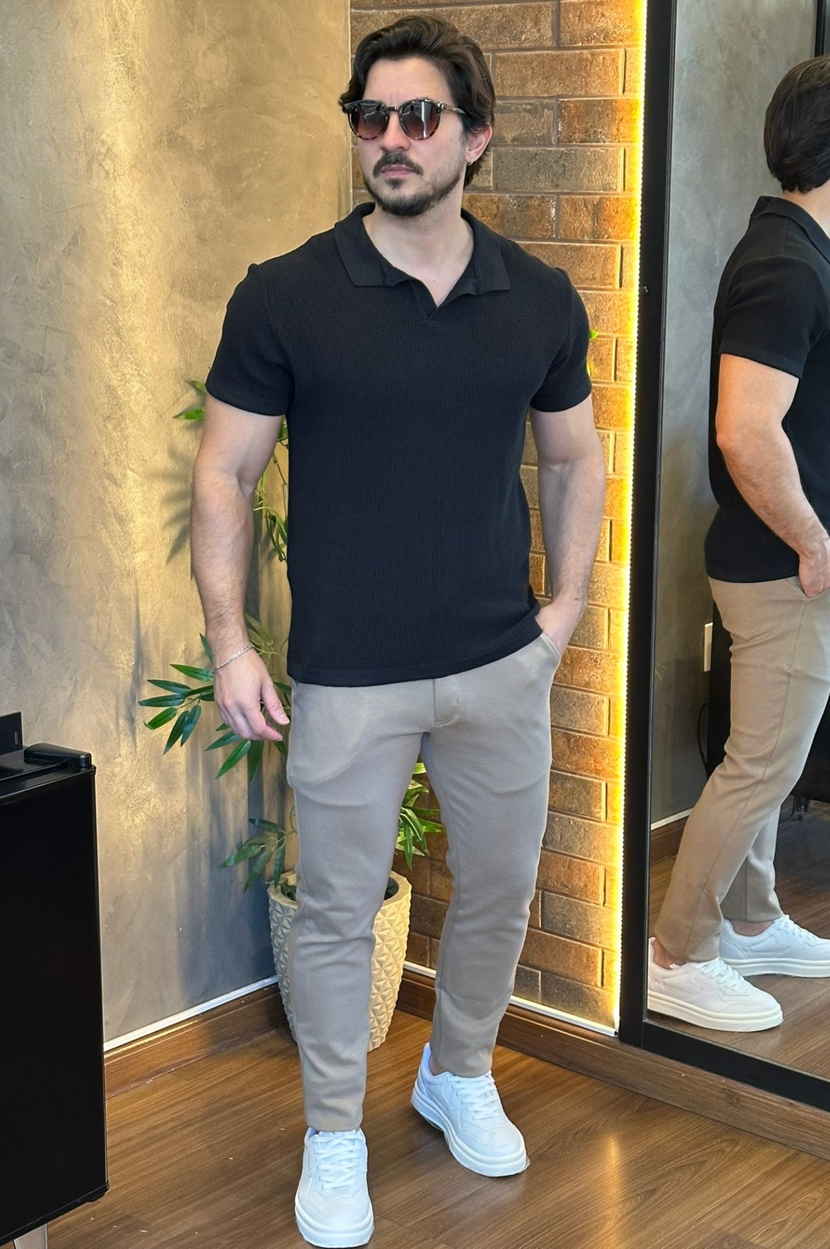 Polo Tricot Texturizada Ankor Preta