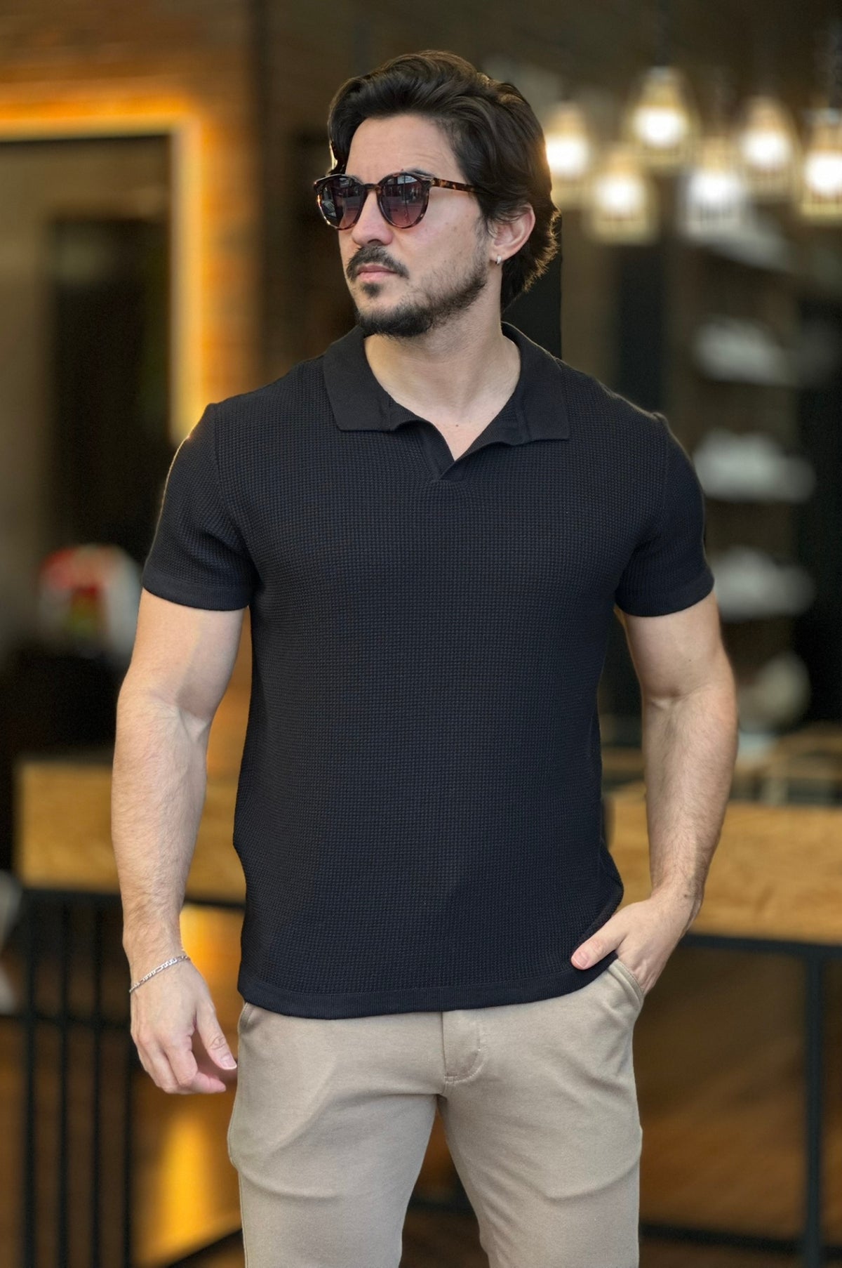 Polo Tricot Texturizada Ankor Preta