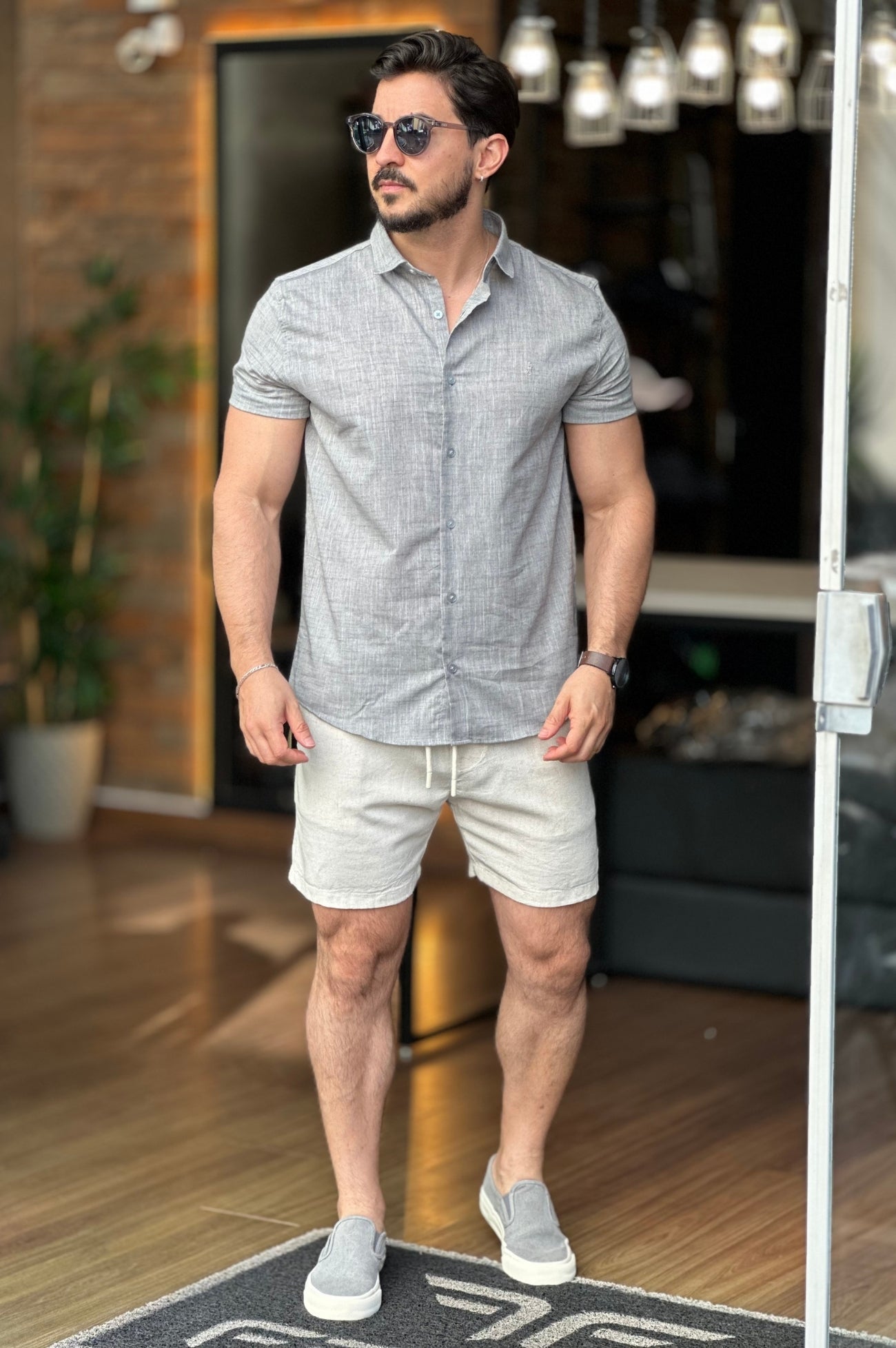 Camisa Cinza Manga Curta Sibra