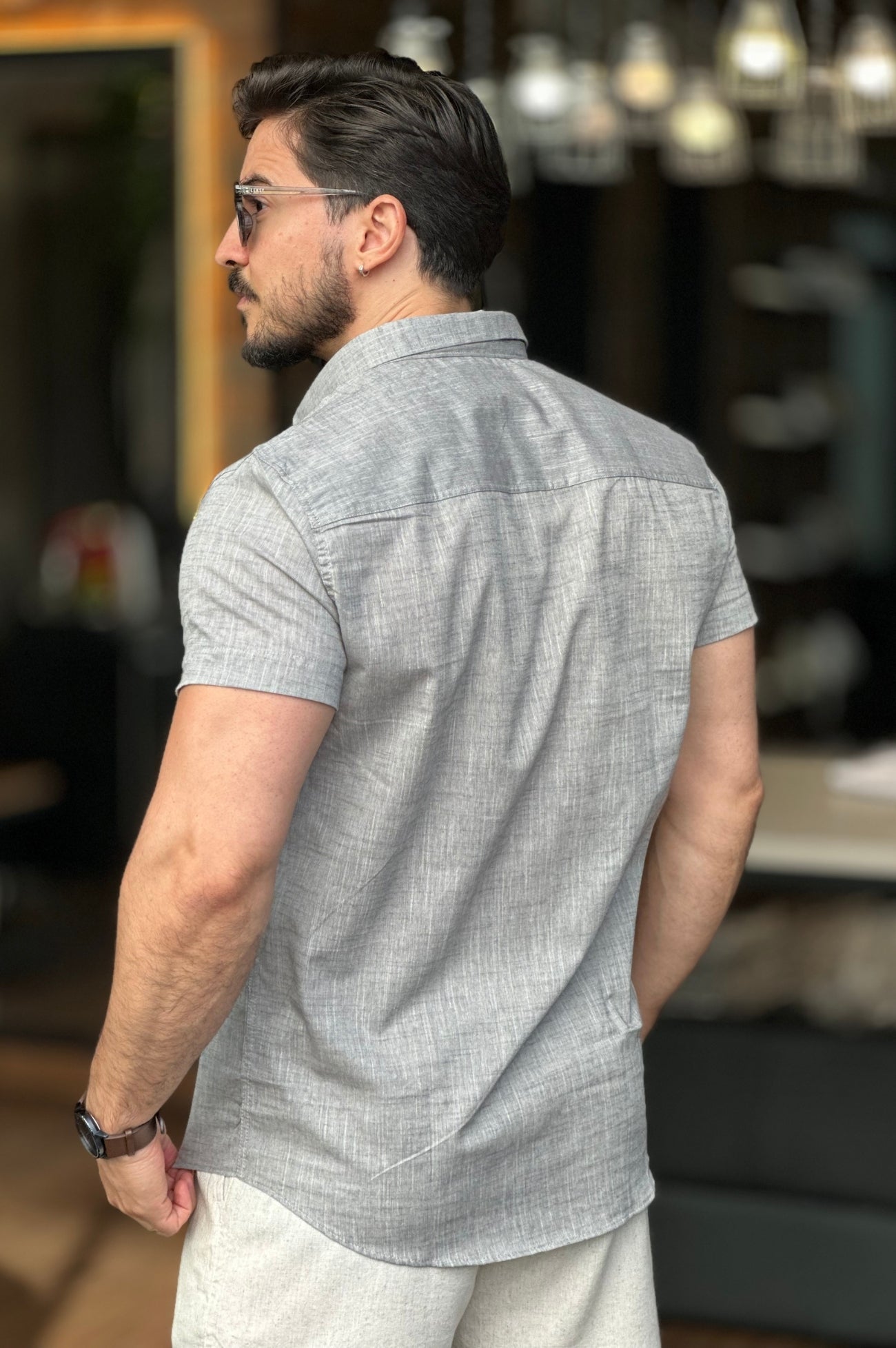 Camisa Cinza Manga Curta Sibra