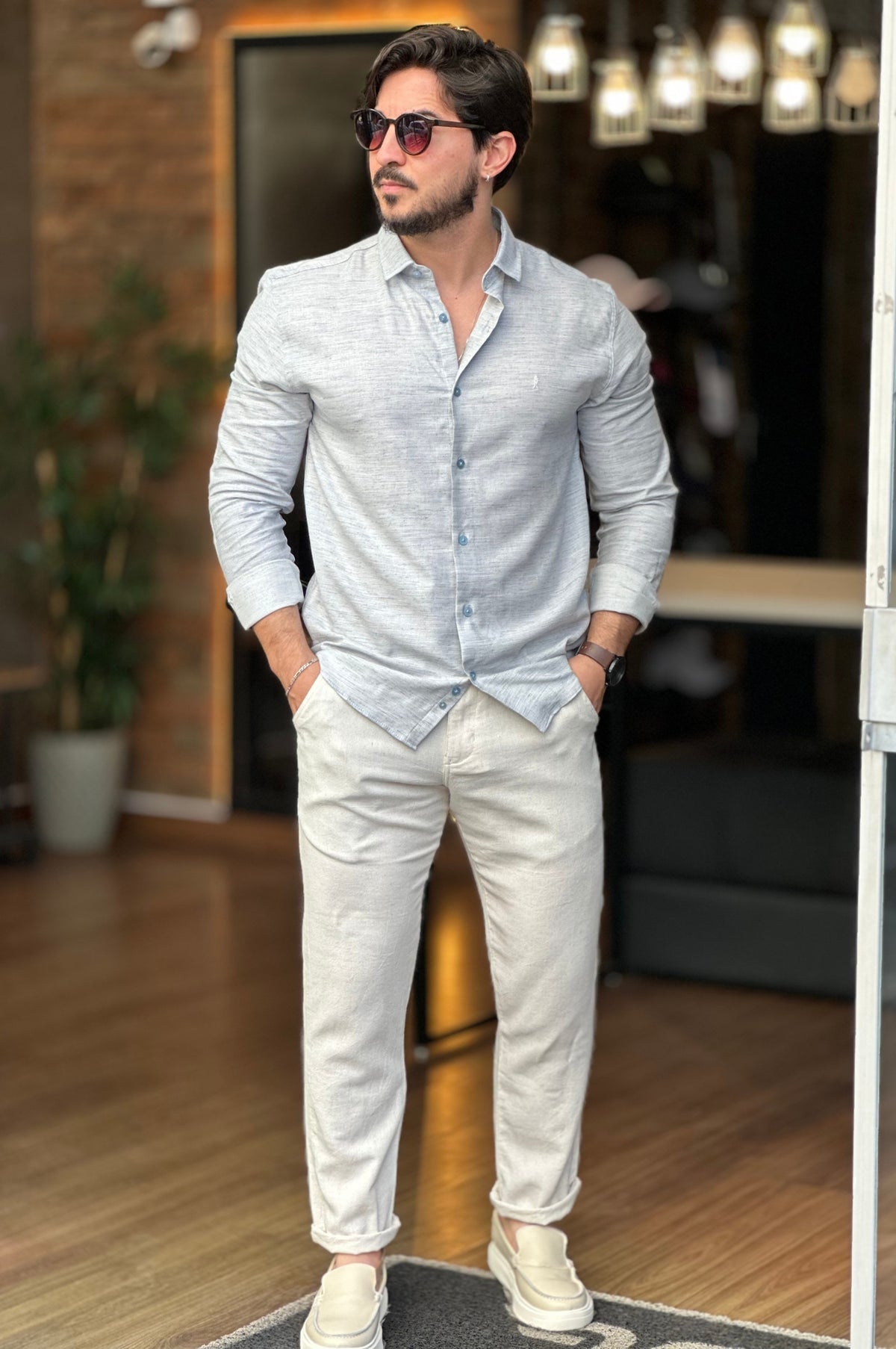 Camisa Viscose Cinza Sibra
