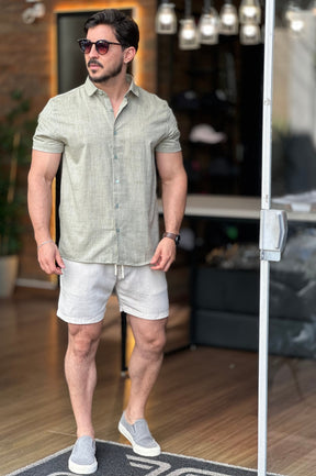 Camisa Verde Manga Curta Sibra