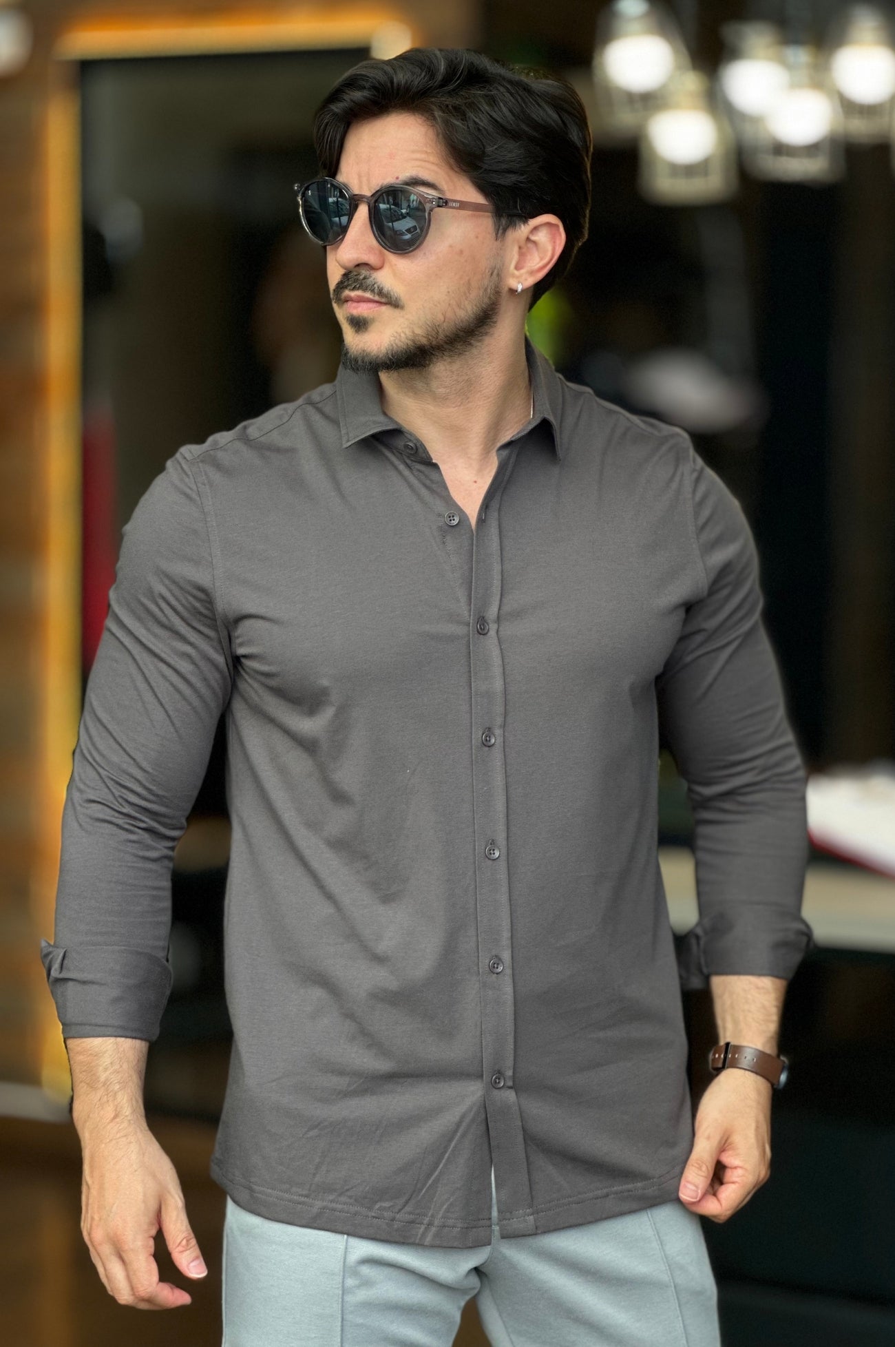 Camiseta Social Tecnológica Cinza Jab
