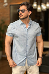 Camisa Azul Claro Manga Curta Sibra