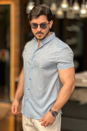 Camisa Azul Claro Manga Curta Sibra