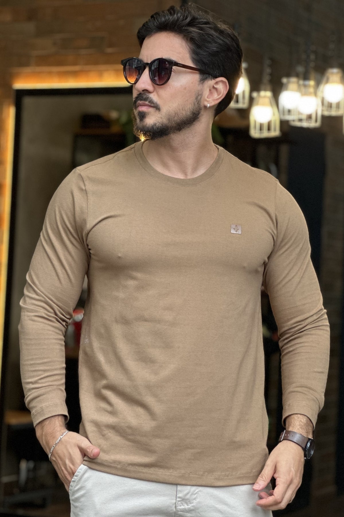 Meia Estação com Elastano Marrom DLZ