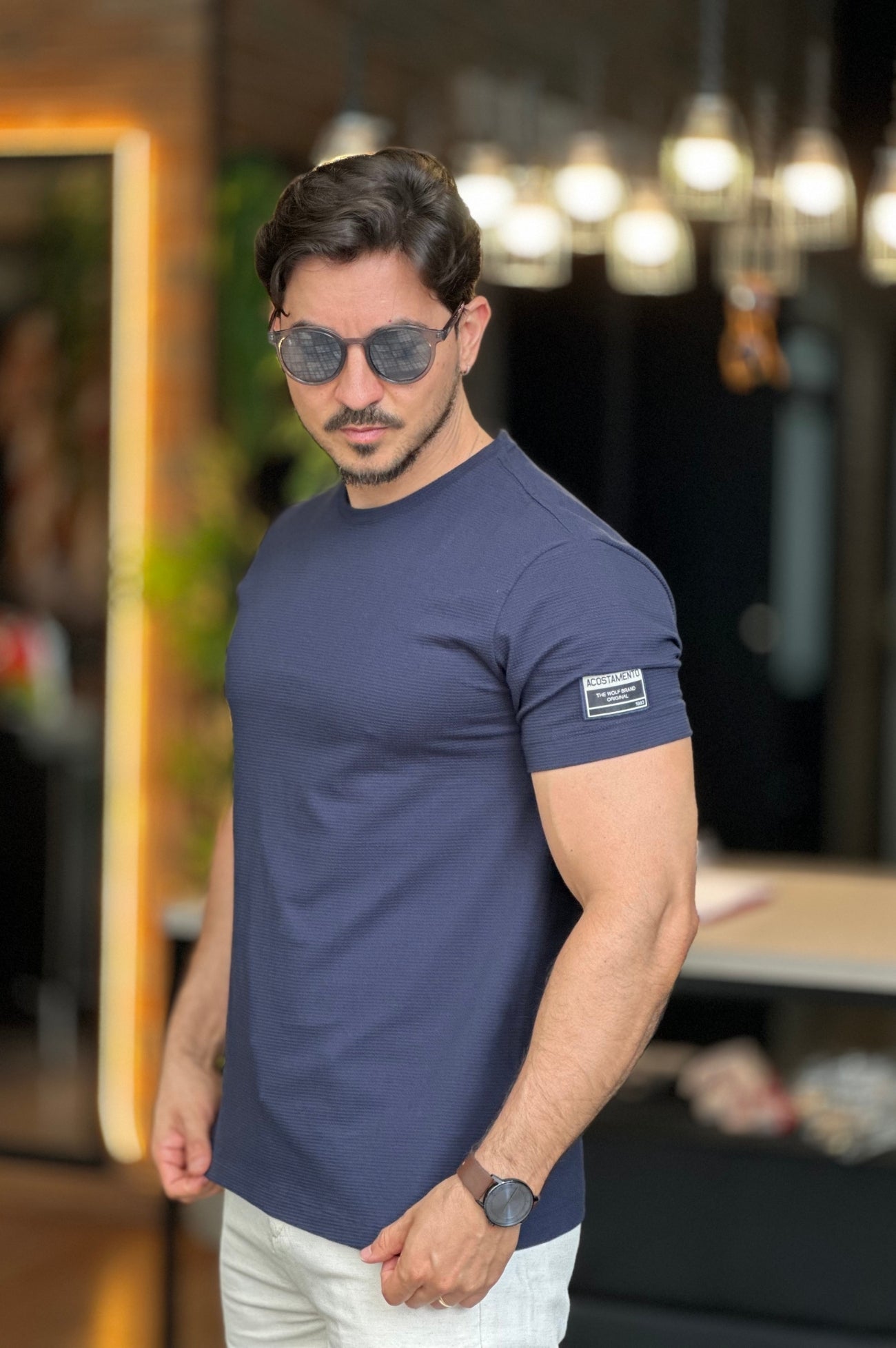 Camiseta Texturizada Azul Acostamento
