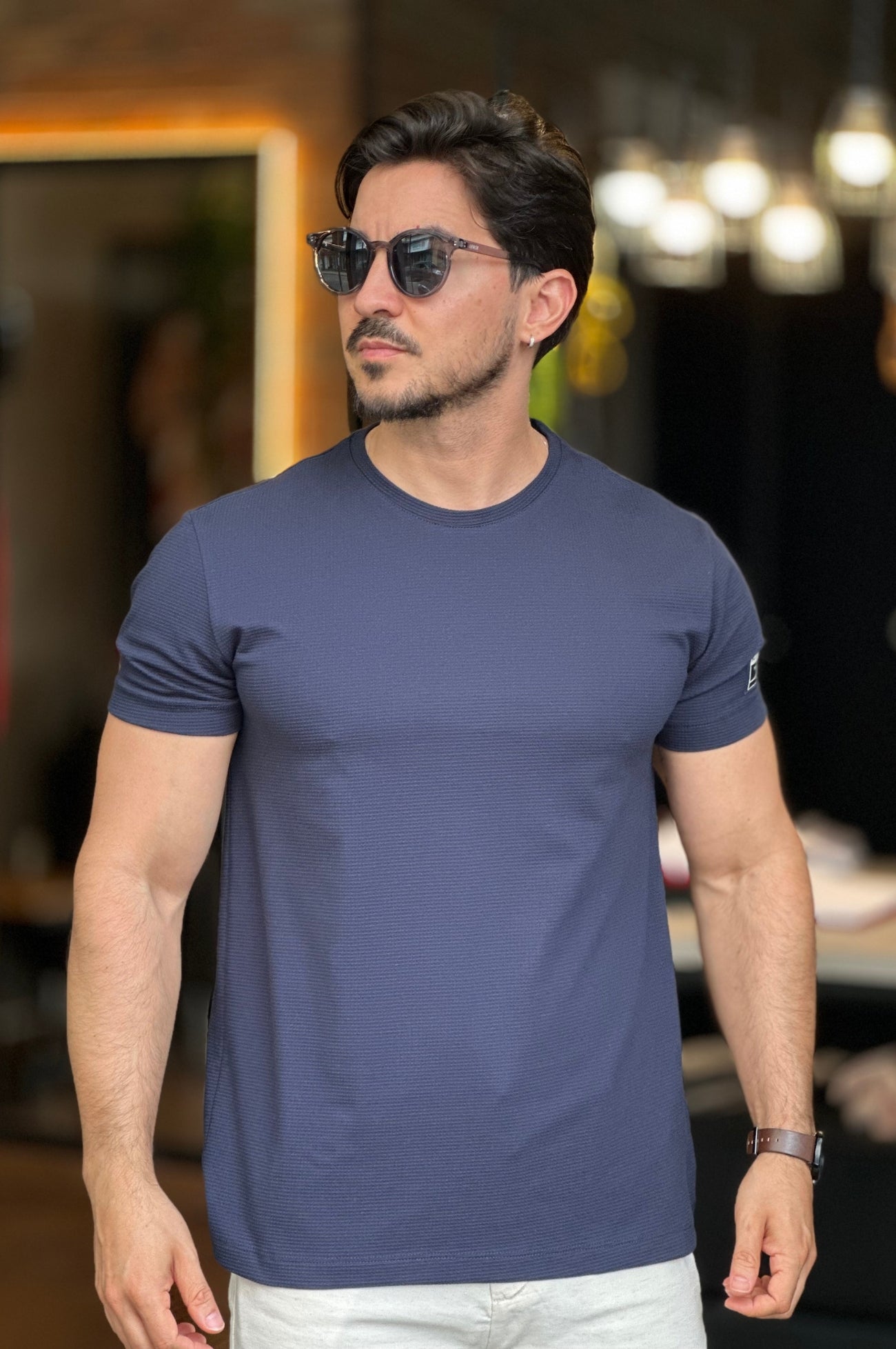 Camiseta Texturizada Azul Acostamento