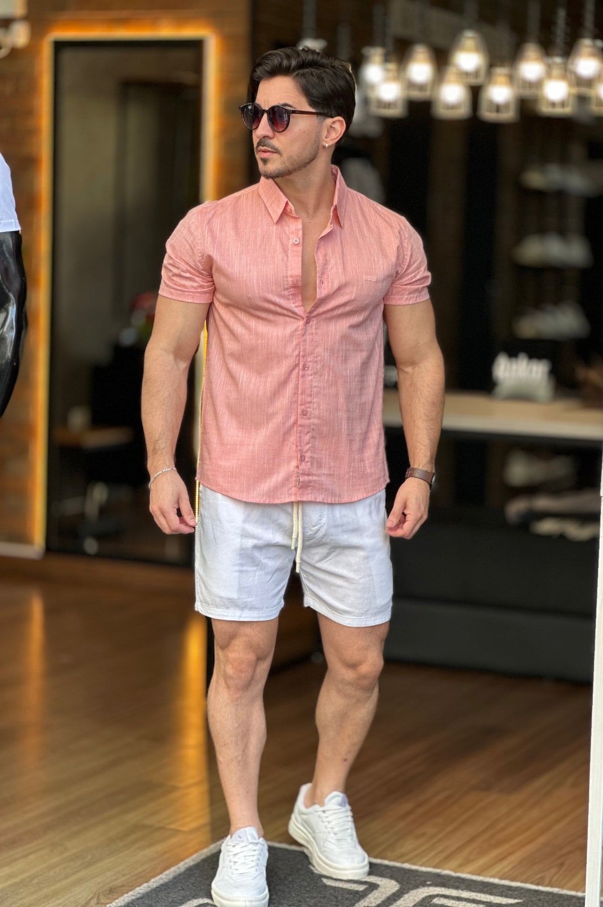 Camisa Manga Curta Rosa King&Joe