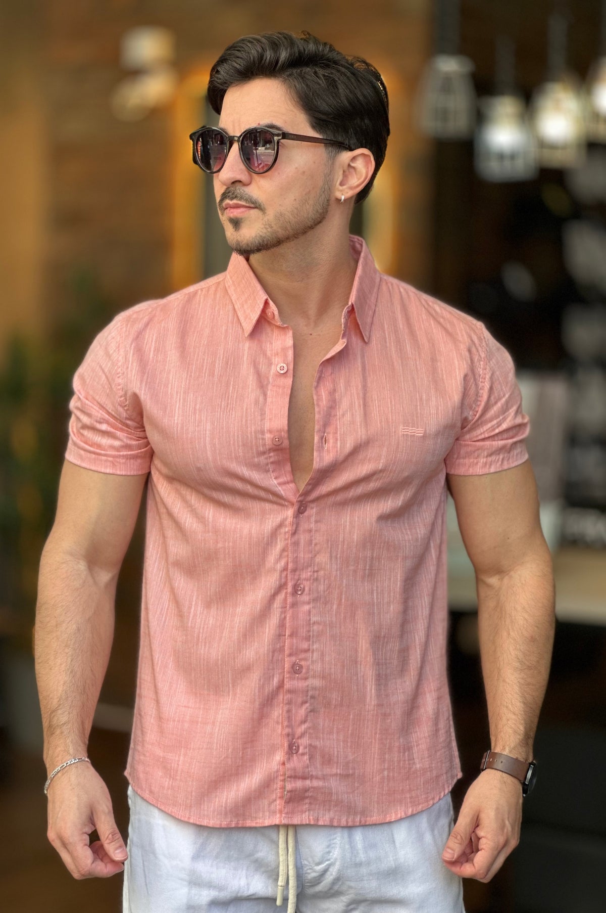 Camisa Manga Curta Rosa King&Joe