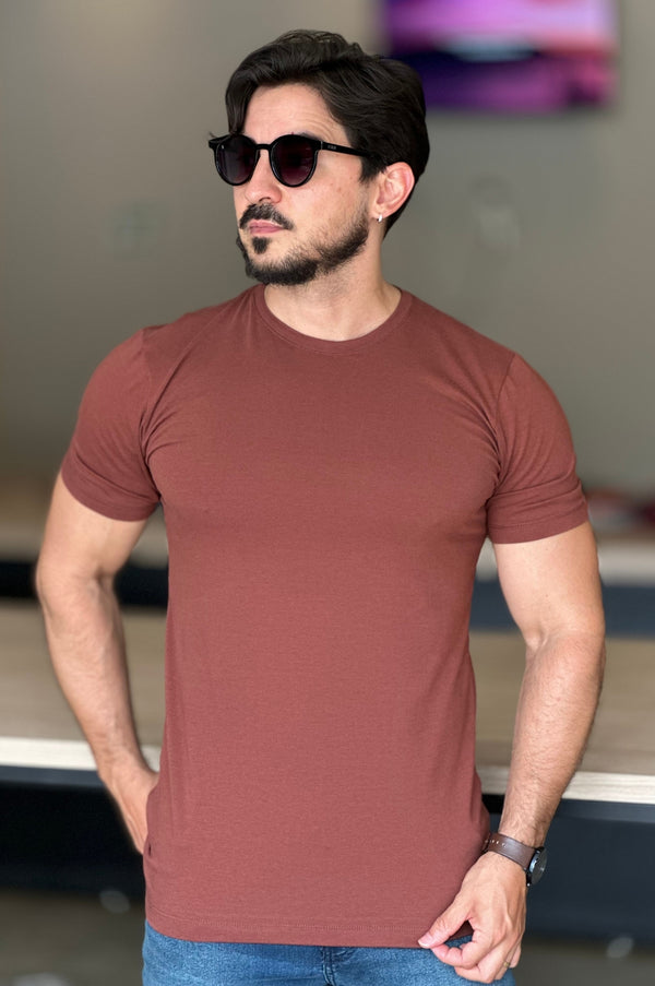 Camiseta Algodão Egípcio Marrom Ankor