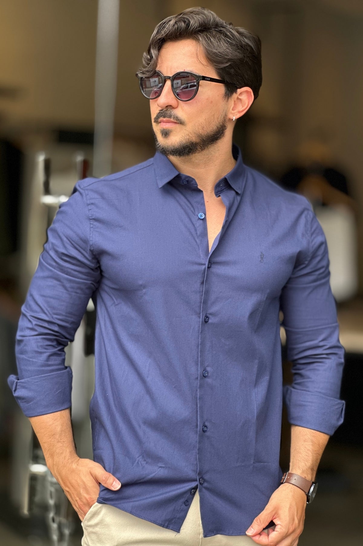 Camisa Social Algodão com Elastano Sibra