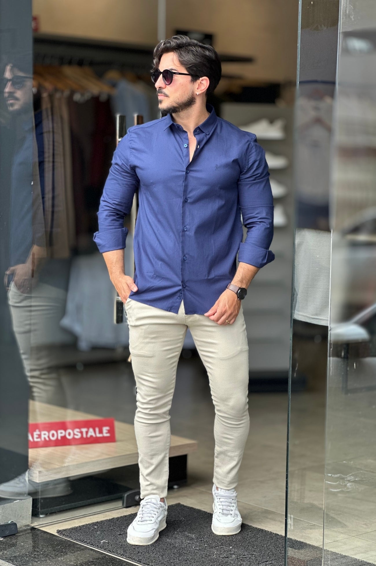 Camisa Social Algodão com Elastano Sibra